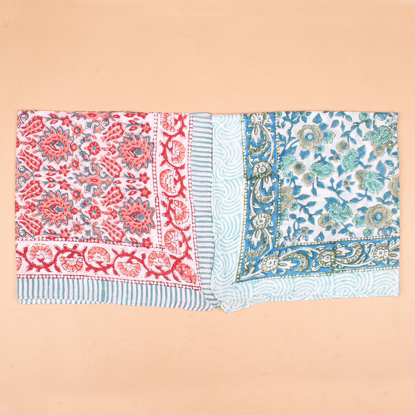 Set of 10 - Boho Block Print Cotton Bandana, Handmade Paisley Scarf, Natural Organic Cotton Bandana, Sustainable Unisex Fashion Accessory To All