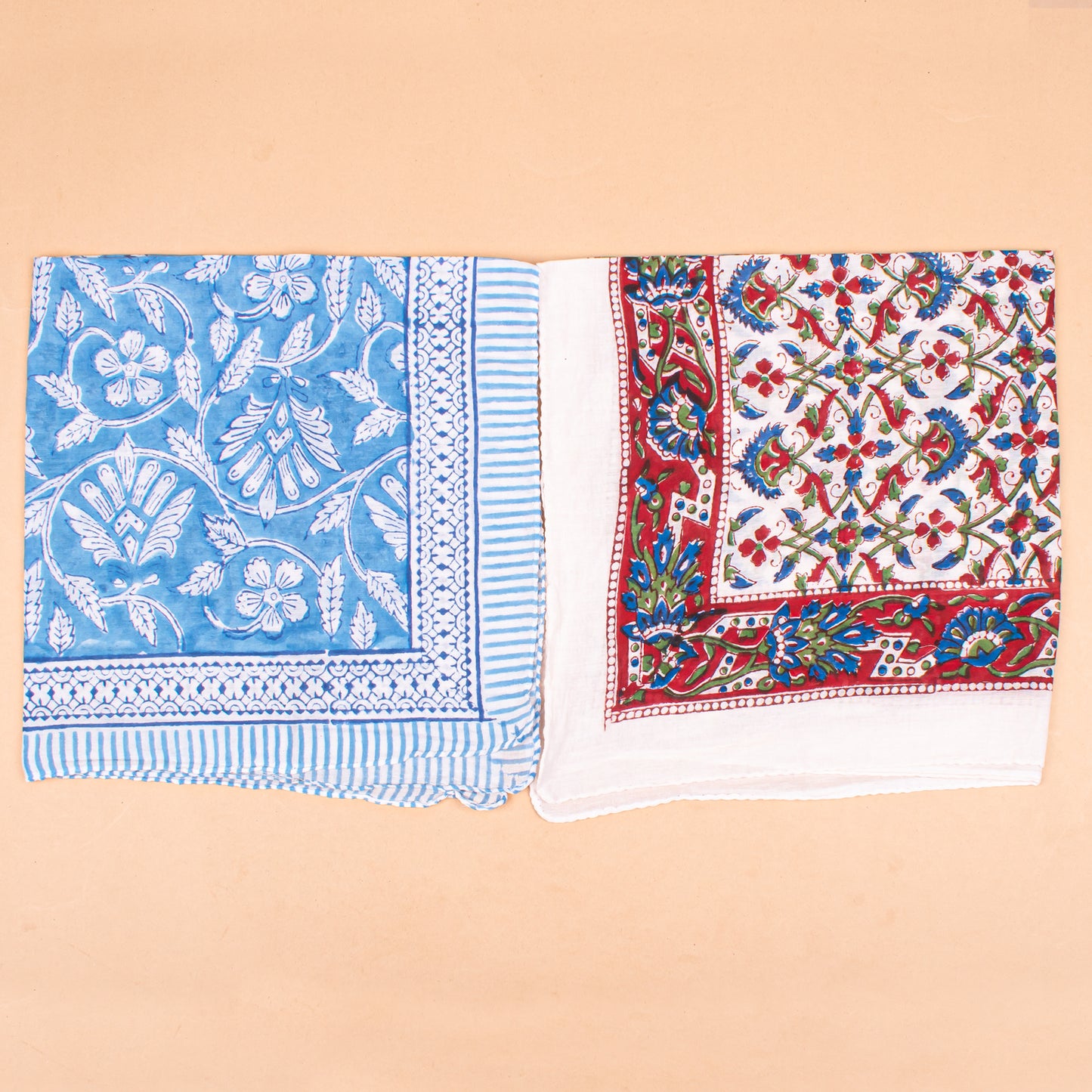 Set of 10 - Handcrafted Organic Cotton Bandana, Block Printed Paisley Scarf, Reusable Hair Or Neck Wrap, Bohemian Unisex Accessory, Gift For All