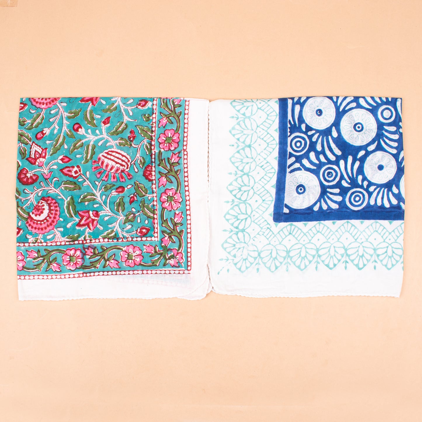 Set of 10 - Vibrant Handmade Cotton Bandana, Paisley Block Printed Scarf, Organic Block Print Neck Or Hair Wrap, Unisex Sustainable Fashion Gift