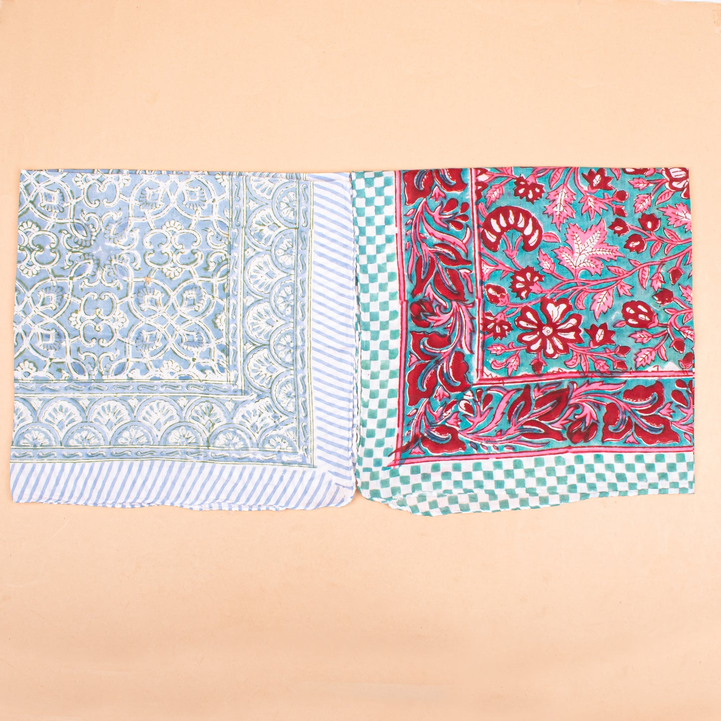 Set of 10 - Floral Paisley Cotton Bandana, Organic Block Print Scarf, Handmade Lightweight Hair Or Neck Wrap, Bohemian Unisex Style, Fashion Gift For All