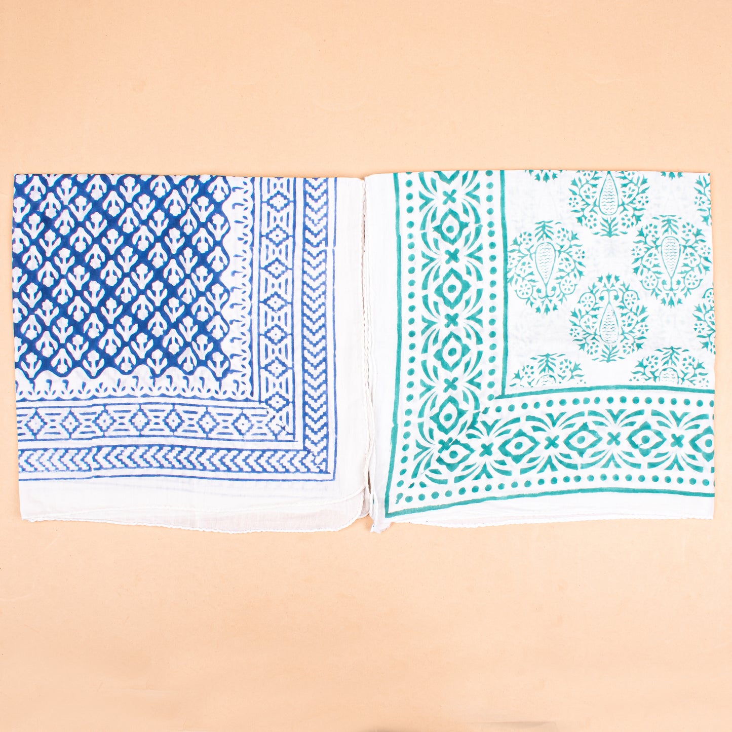 Set of 10 - Hand Block Printed Cotton Bandana, Lightweight Hair Or Neck Wrap, Bohemian Paisley Scarf, Eco-Friendly Unisex Accessory, Unique Artisan Gift