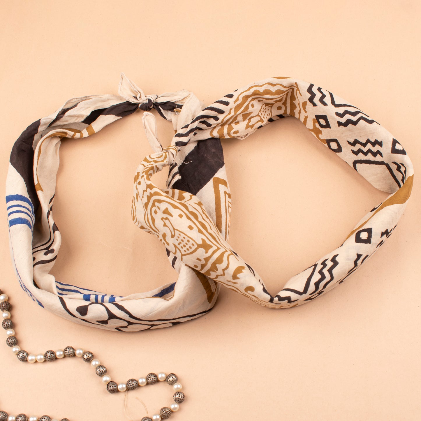 Set of 2 - Pure Cotton Bandana Scarf, Vintage Style Cotton Hanky For Men & Women, Stylish Cotton Accessories, Neck & Wrist Tie, Cotton Hanky Gift