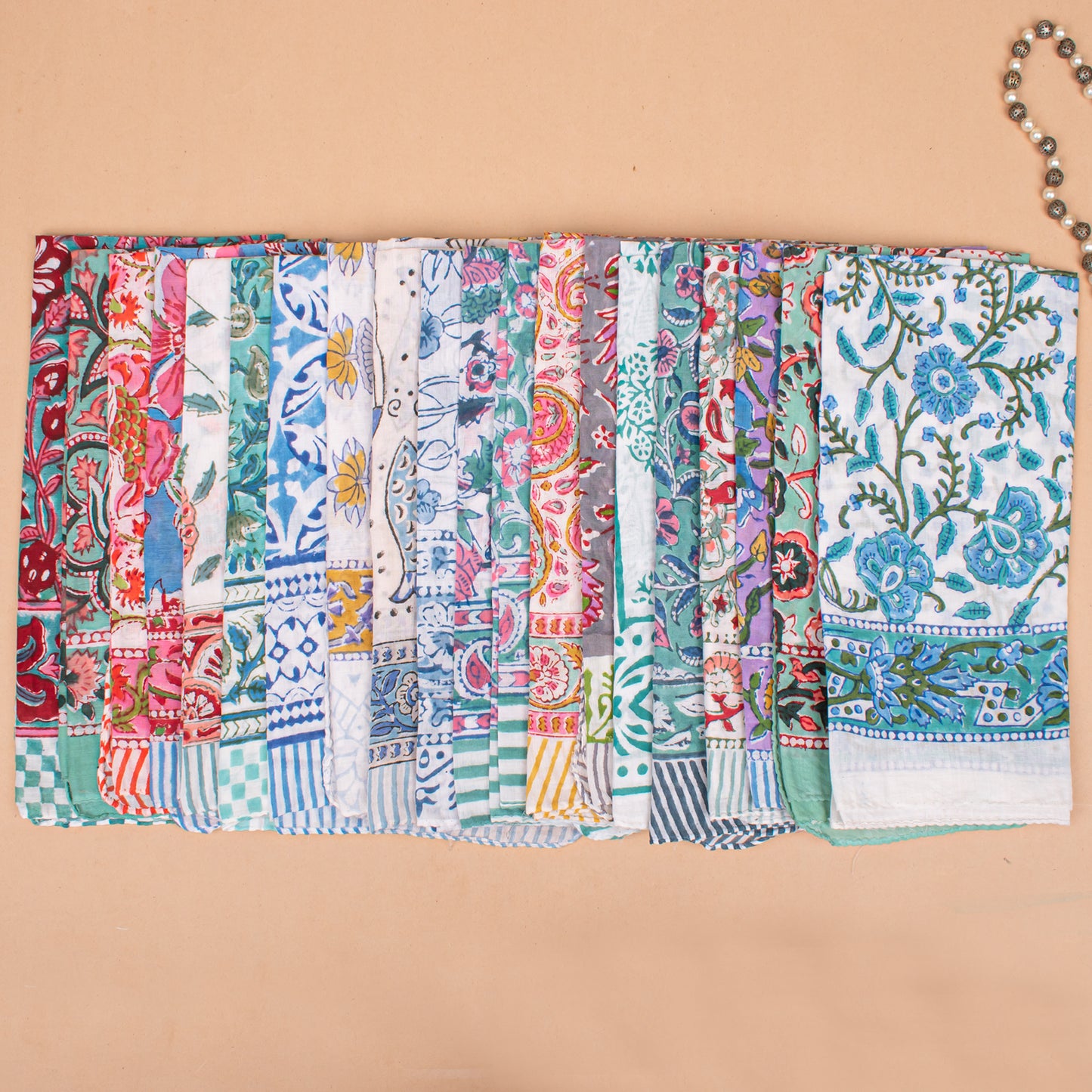 Set of 85 - Lightweight Boho Cotton Bandana, Handcrafted Organic Scarf, Block Printed Hair Or Neck Wrap, Unisex Sustainable Fashion Accessory, Eco-Friendly Gift