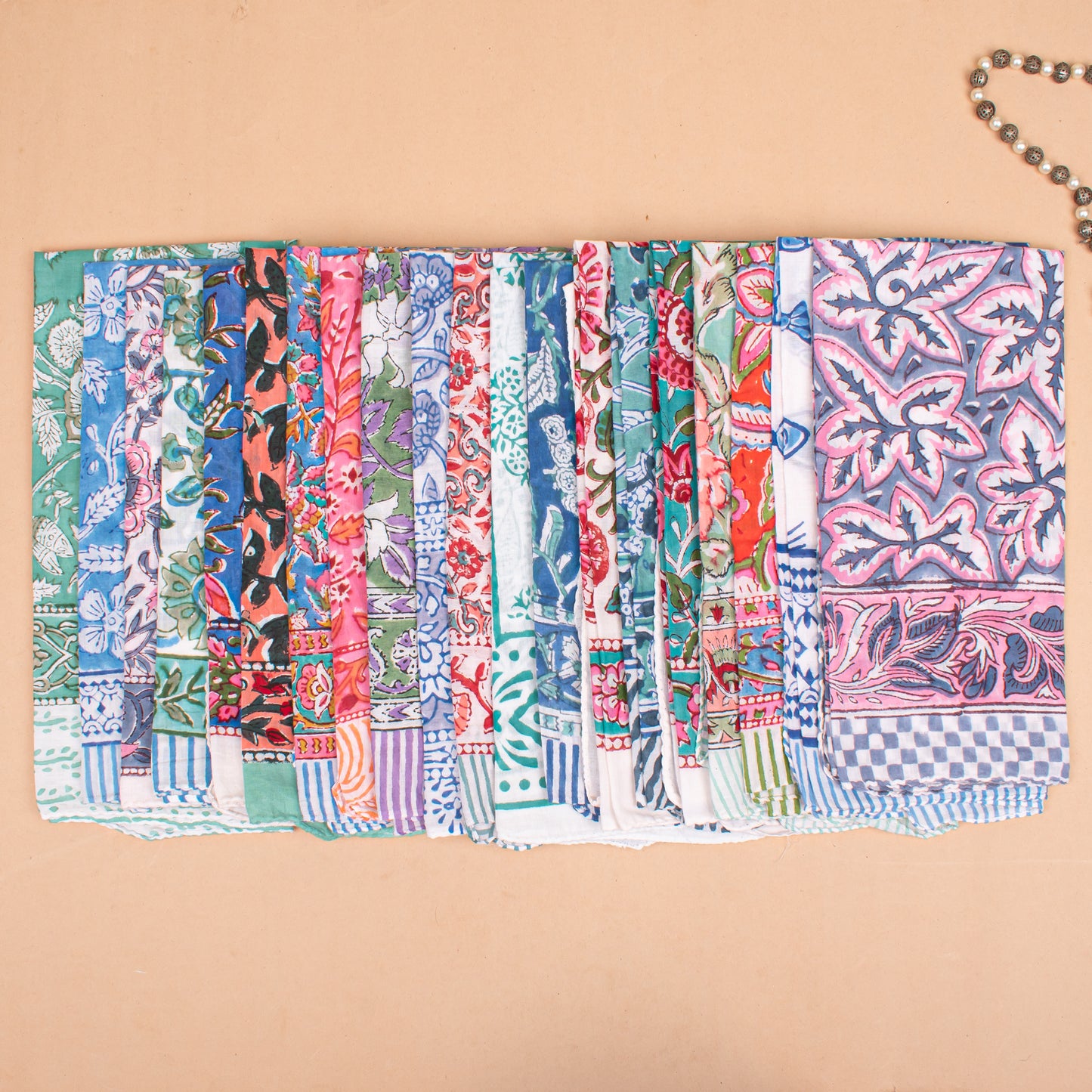 Set of 70 - Paisley Floral Boho Cotton Bandana, Handmade Organic Scarf, Lightweight Hair Or Neck Wrap, Sustainable Gift, Unisex Eco-Friendly Accessory