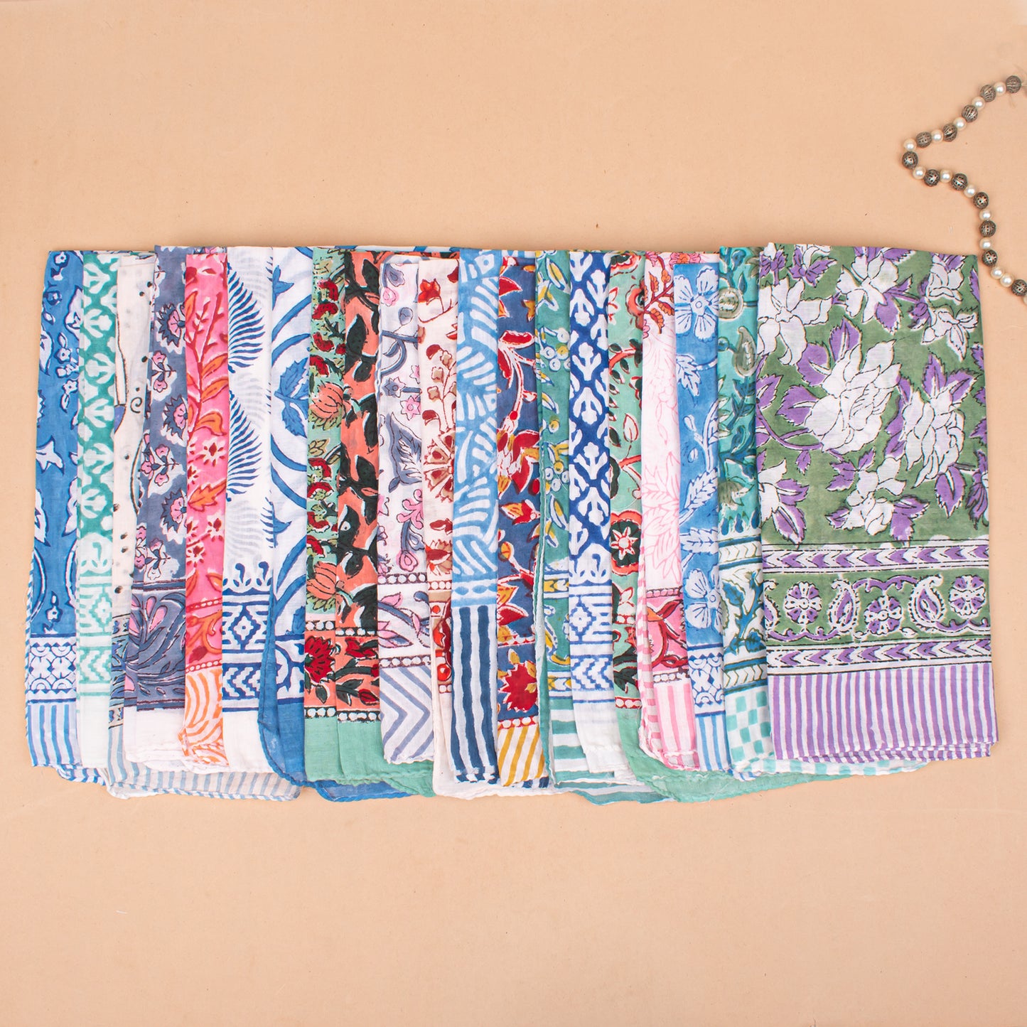 Set of 55 - Handmade Boho Cotton Bandana, Organic Block Printed Scarf, Paisley Hair Or Neck Wrap, Sustainable Unisex Fashion Accessory, Eco-Friendly Gift