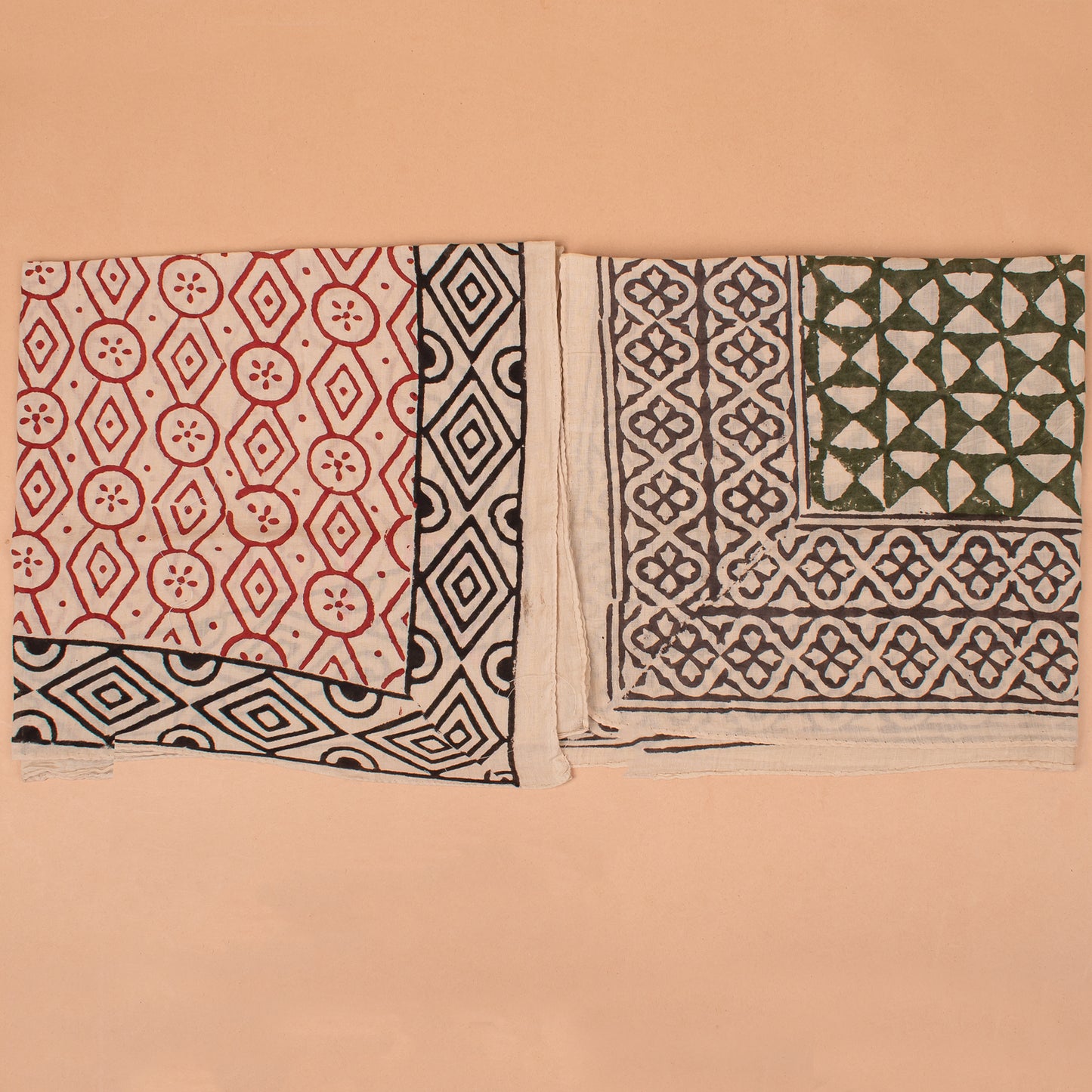 Set of 7 - Handmade Block Print Cotton Scarf, Stylish Organic Head Wrap, Boho Fashion Bandana Gift, Eco-Friendly Pet Dog Wrap, Biker Cotton Square Accessory, Unisex Scarf