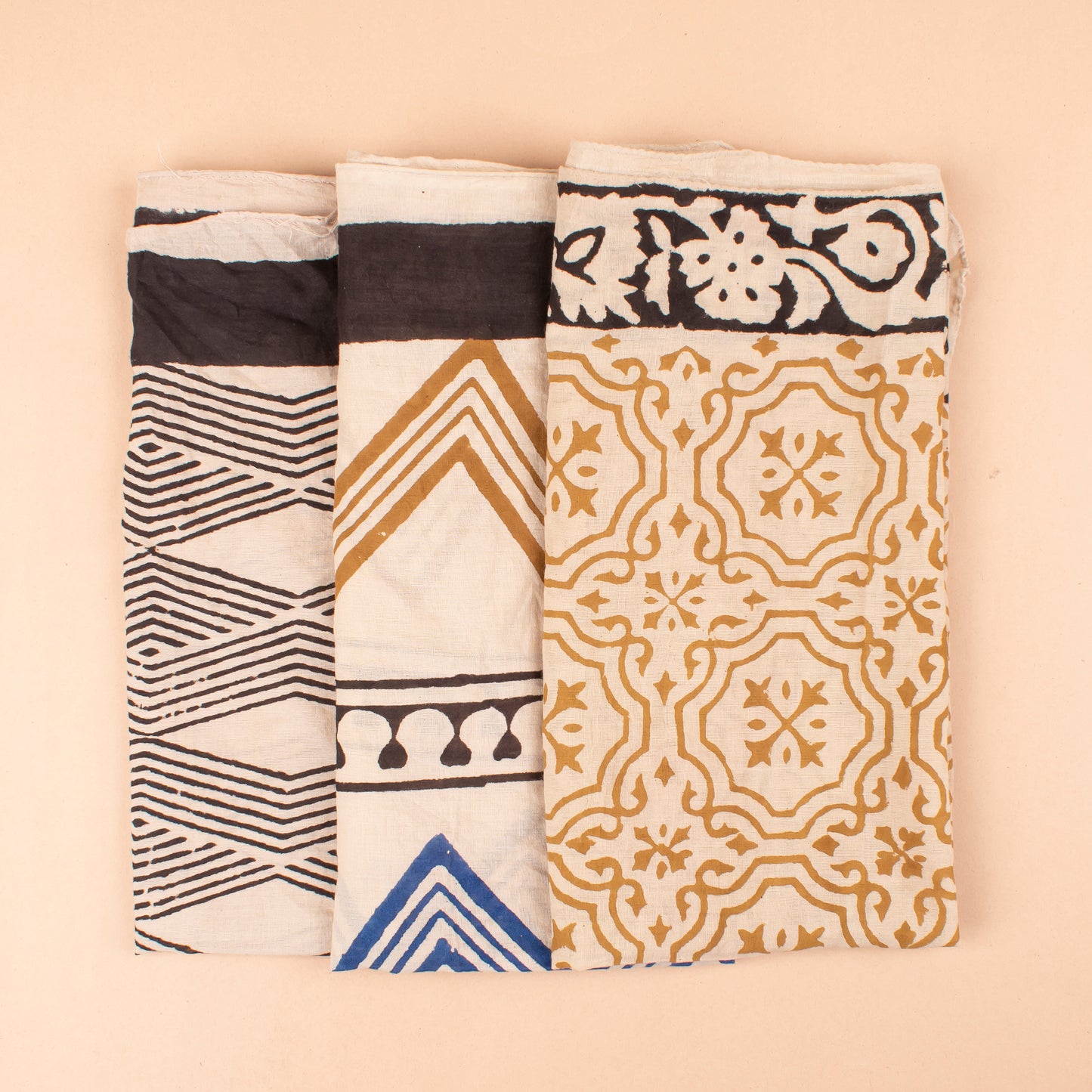 Set of 3 - Floral Cotton Bandanas, Handprinted Head Wraps, Eco Scarf For Men & Women, Lightweight Cotton Neck Or Wrist Tie, Printed Neck Scarf