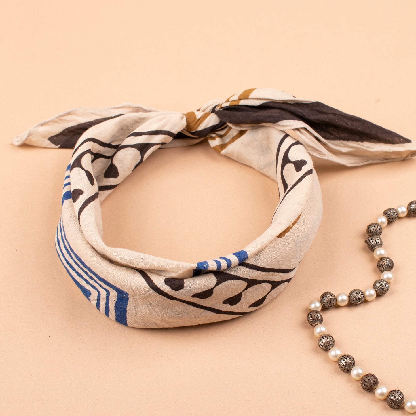 100% Cotton Bohemian Bandanas, Head Scarf, Eco Hair Tie Or Neck Accessory, Handblock Prints Bandanas, Face Or Neck Wrap Gift