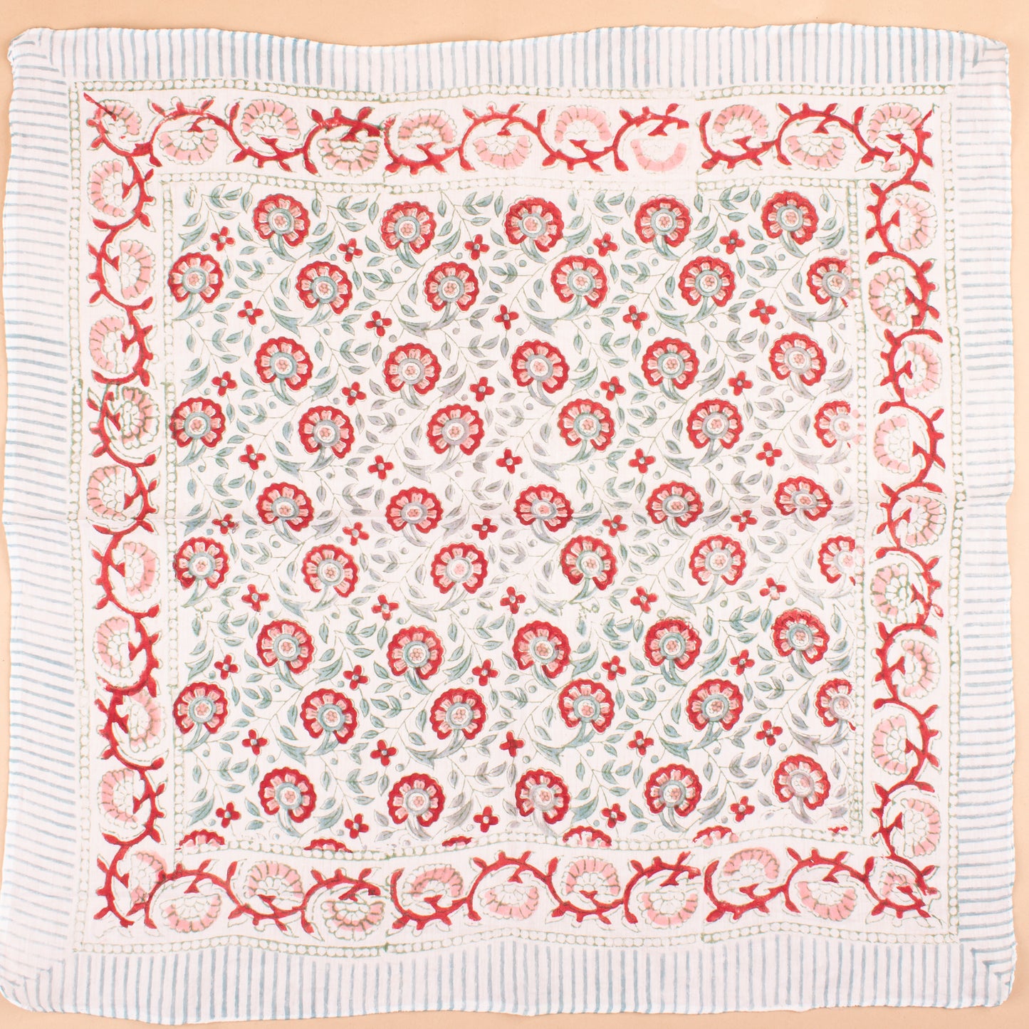 Lightweight Pure Cotton Bandana, Bohemian Style Handblock Print, Unisex Hair Wrap, Eco Summer Neck Scarf Gift, Hair Accessory