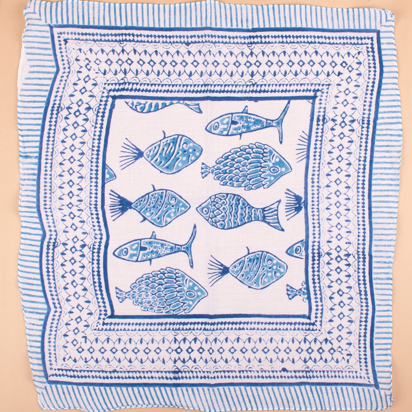 Stylish Handprinted Cotton Bandana, Unisex Head Wrap, Eco Lightweight Neck Tie, Vintage-Style Bohemian Gift, Summer Gift