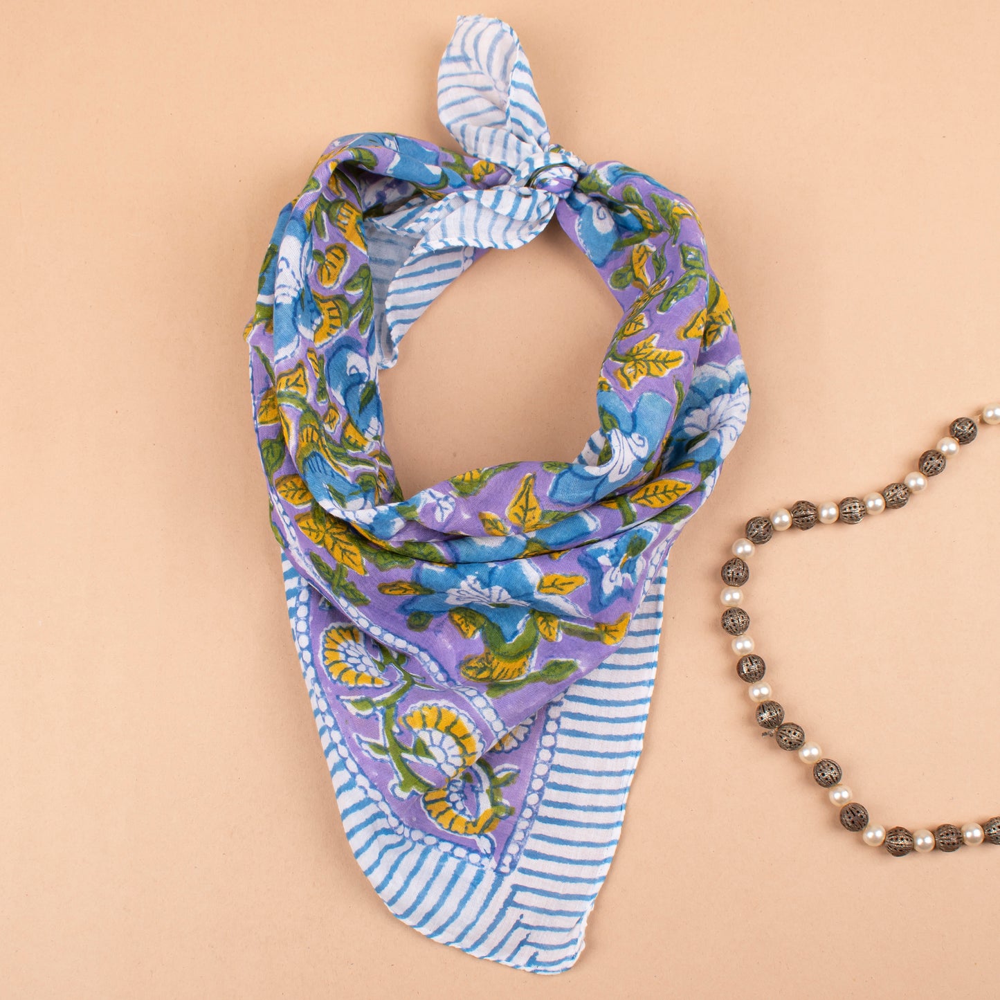 Vintage Style Wrap For Him & Her, Boho Neck Tie, Boho Floral Cotton Bandana Scarf, Lightweight Handmade Wrap