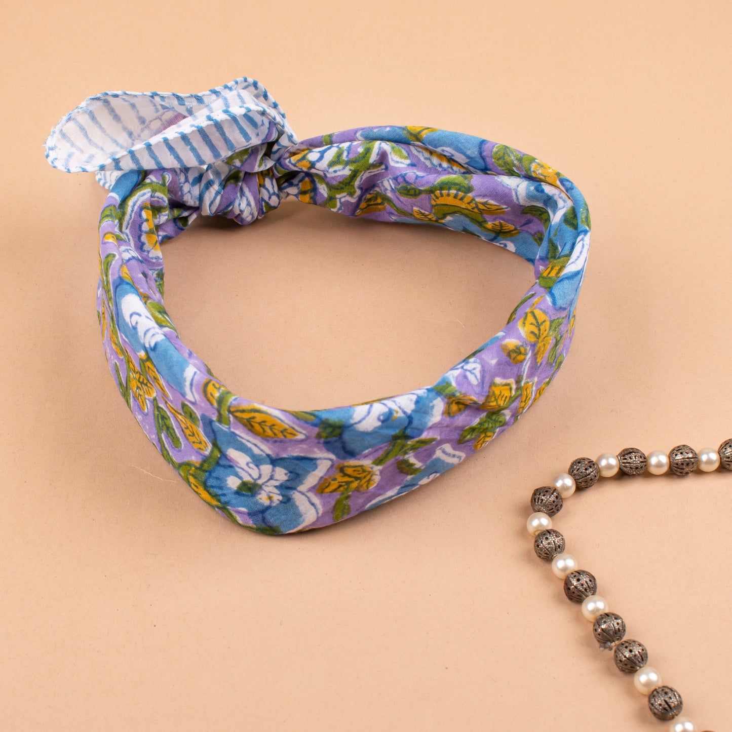 Vintage Style Wrap For Him & Her, Boho Neck Tie, Boho Floral Cotton Bandana Scarf, Lightweight Handmade Wrap