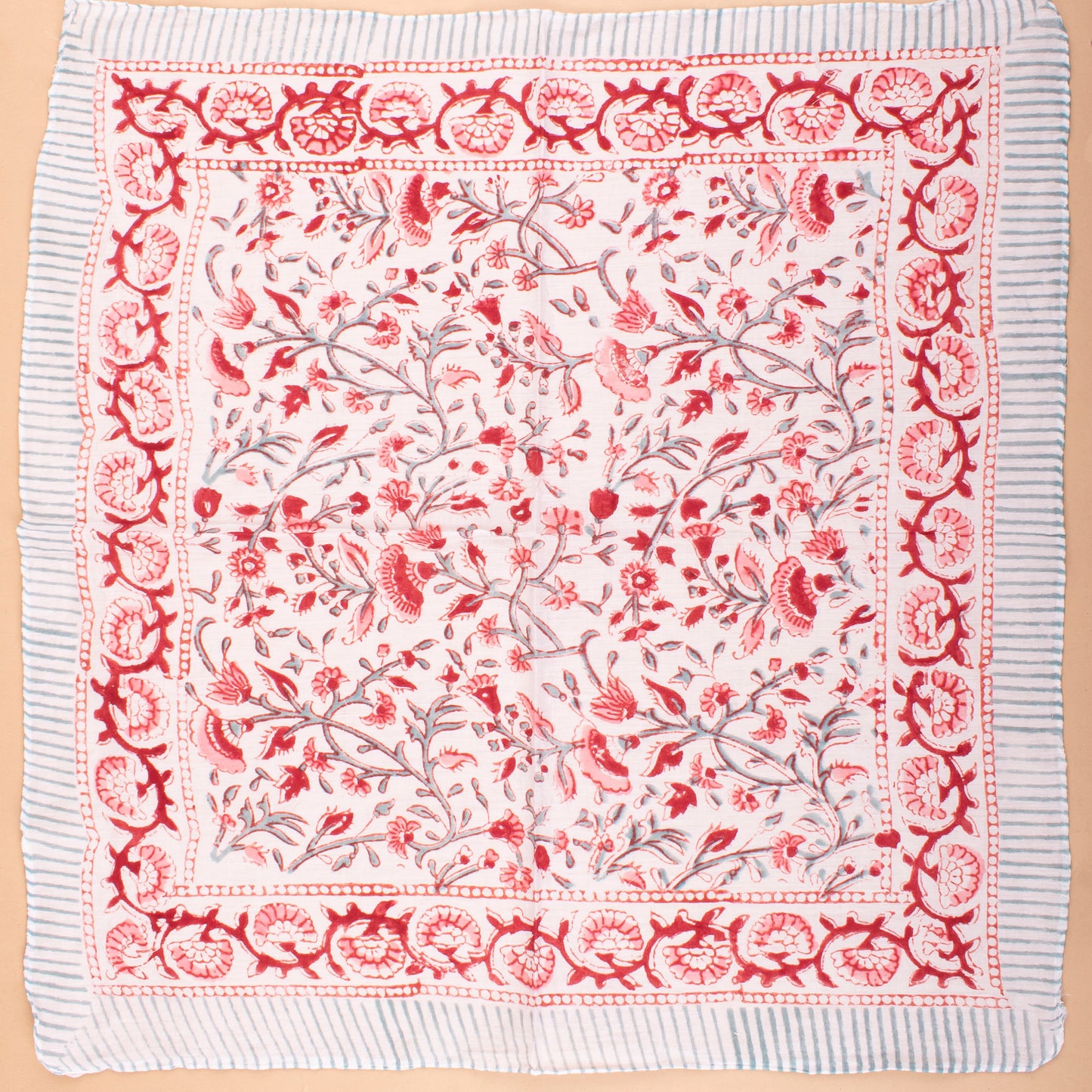 100% Cotton Unisex Bandanas, Handmade Block Print Neck Scarf, Boho Head Wrap, Handblock Print Cotton Bandanas, Unisex Accessories