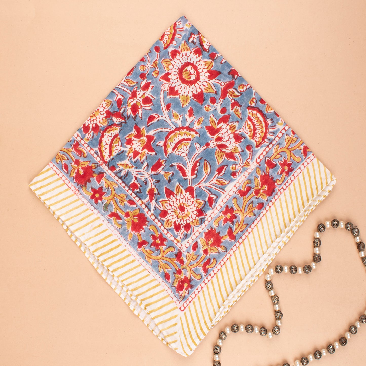 Lightweight Neck Tie, Boho Head Accessory Gift, Handmade Floral Cotton Bandanas, Sustainable Boho Neck Wrap, Head & Wrist Tie