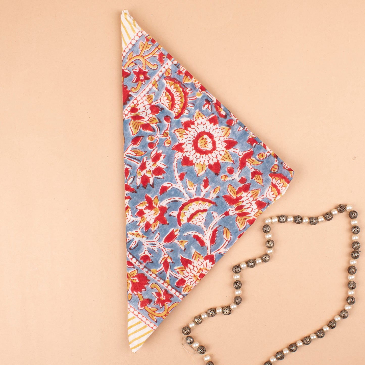 Lightweight Neck Tie, Boho Head Accessory Gift, Handmade Floral Cotton Bandanas, Sustainable Boho Neck Wrap, Head & Wrist Tie