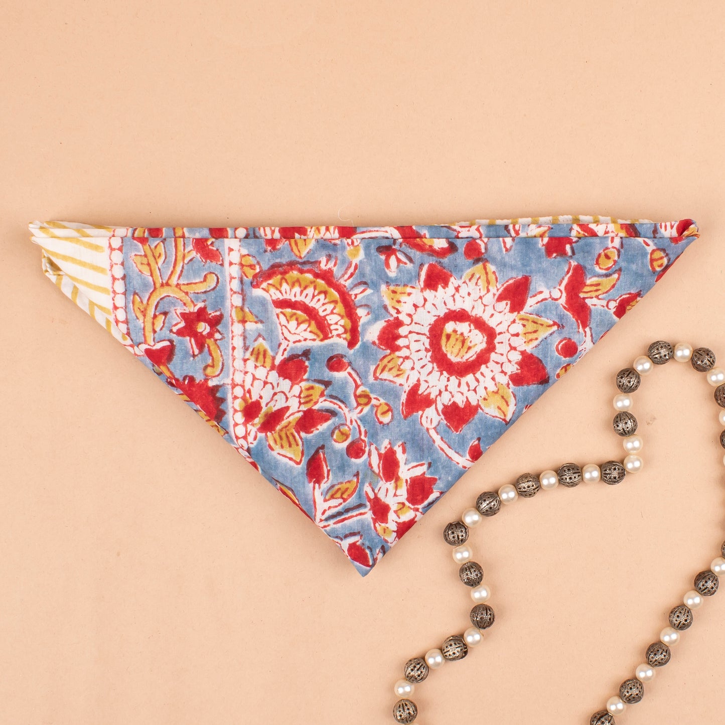 Lightweight Neck Tie, Boho Head Accessory Gift, Handmade Floral Cotton Bandanas, Sustainable Boho Neck Wrap, Head & Wrist Tie