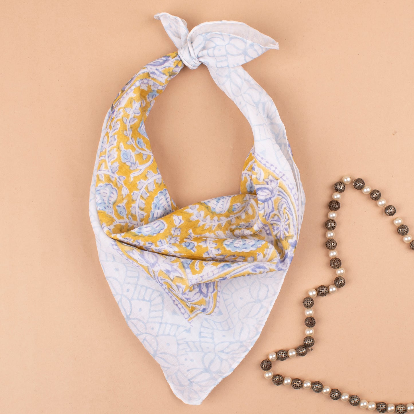 Lightweight Handprinted Cotton Bandanas, Boho Head Wraps For All Genders, Stylish Unisex Cotton Bandanas, Eco Gift Wrap