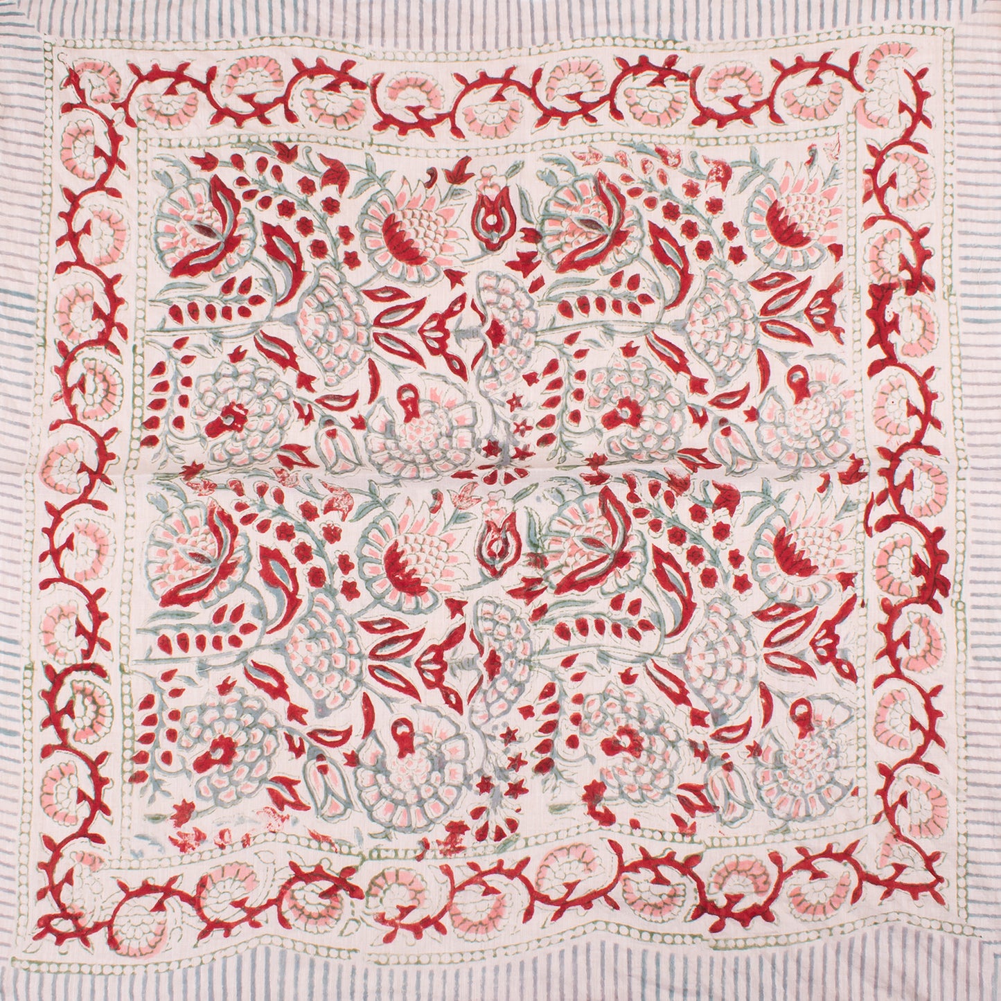 Set of 2 - Pure Cotton Bohemian Bandanas, Lightweight Floral Wrap, Sustainable Handmade Headband, Block Print Wrist Tie, Fashion Accessory