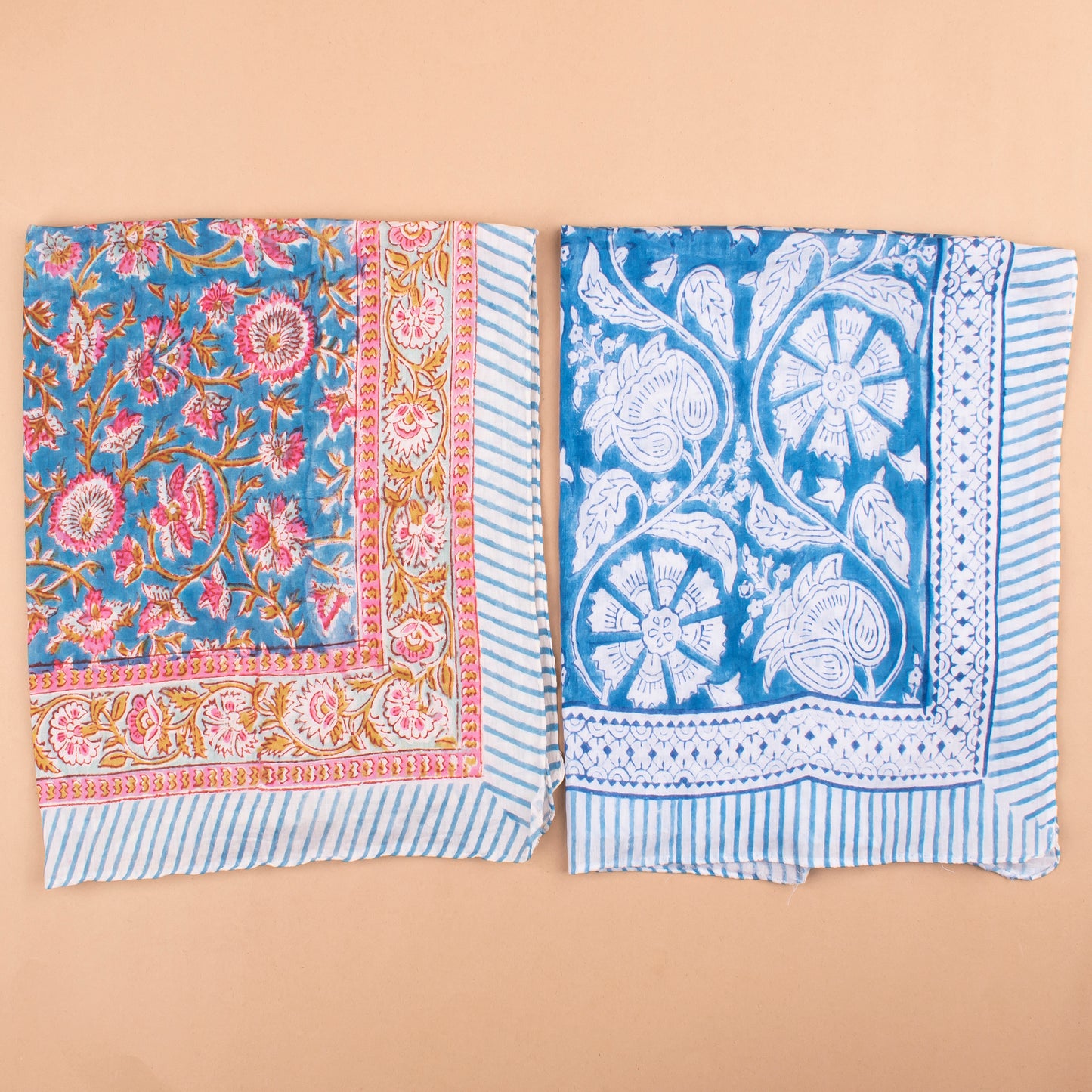 Set of 10 - Pure Cotton Bohemian Bandana Scarf, Vintage-Inspired Handprinted Head Wrap, Sustainable Neck Tie For Men & Women