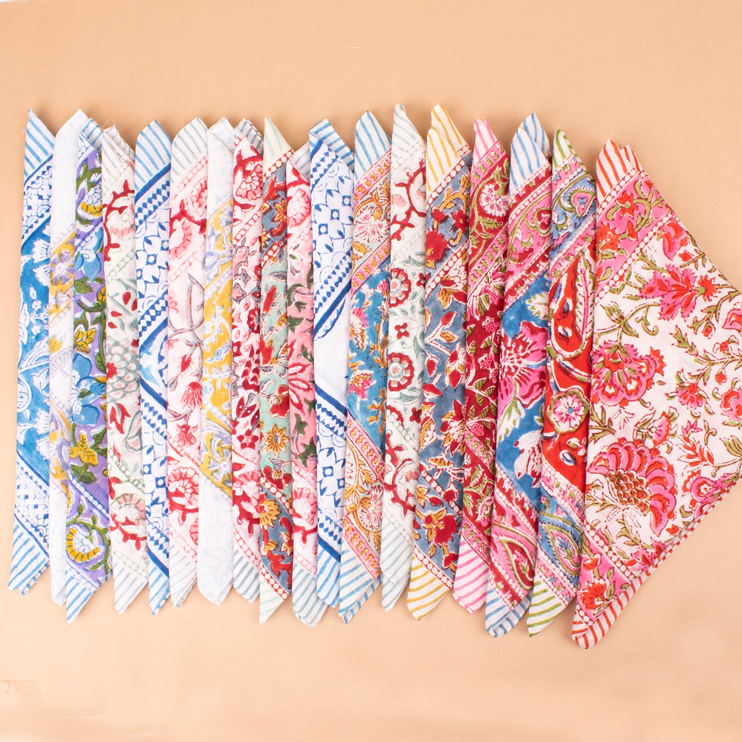 Set of 18 - Eco-Friendly Cotton Bandanas, Designer Print Hair & Neck Wraps, Workout & Hiking Scarf For Women, Men, And Kids, Wrist Accessory