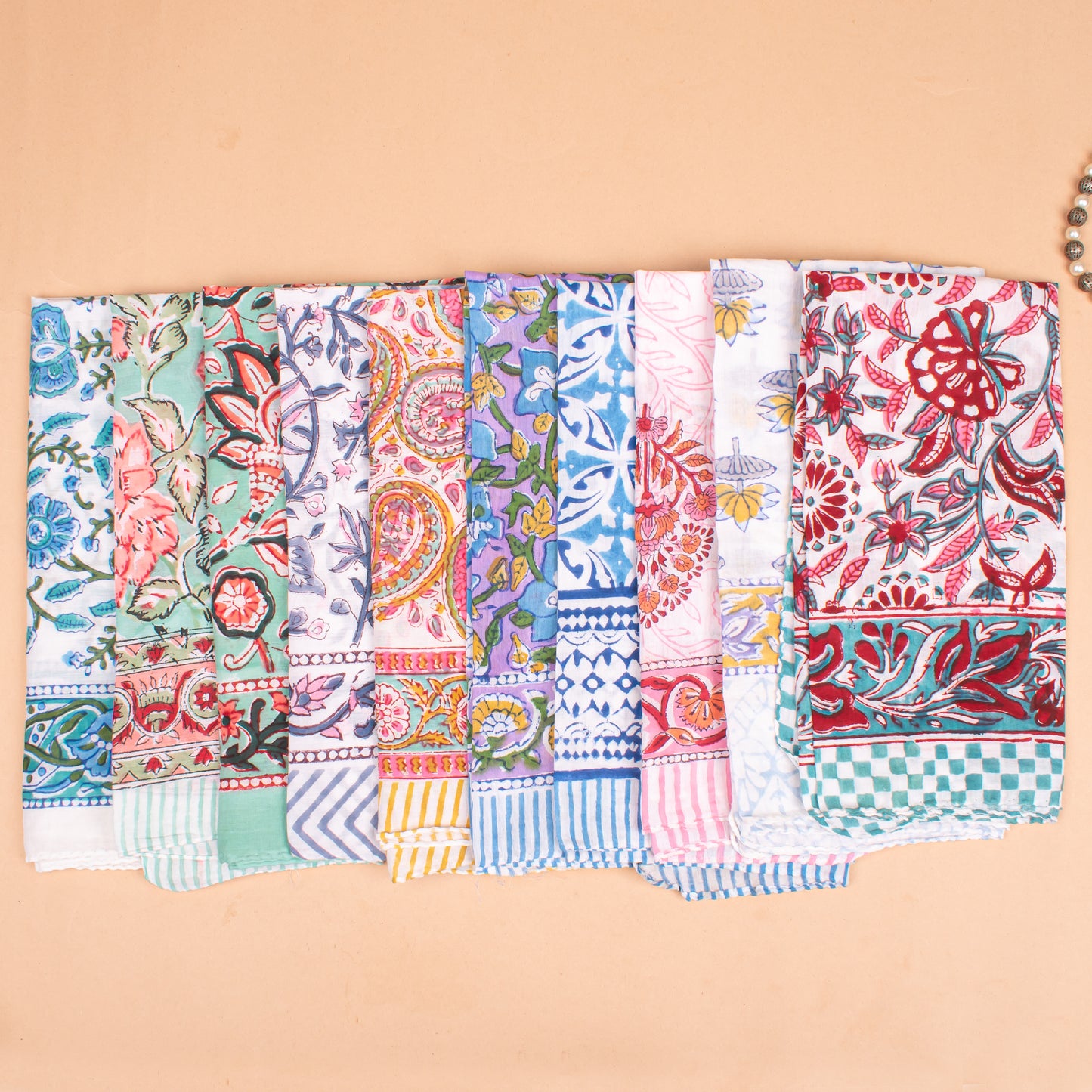 Set of 25 - Block Printed Boho Bandana Scarf, Soft Organic Cotton Headwrap With Paisley Design, Ideal For Summer, Unisex Handmade Gift, Stylish Wrap