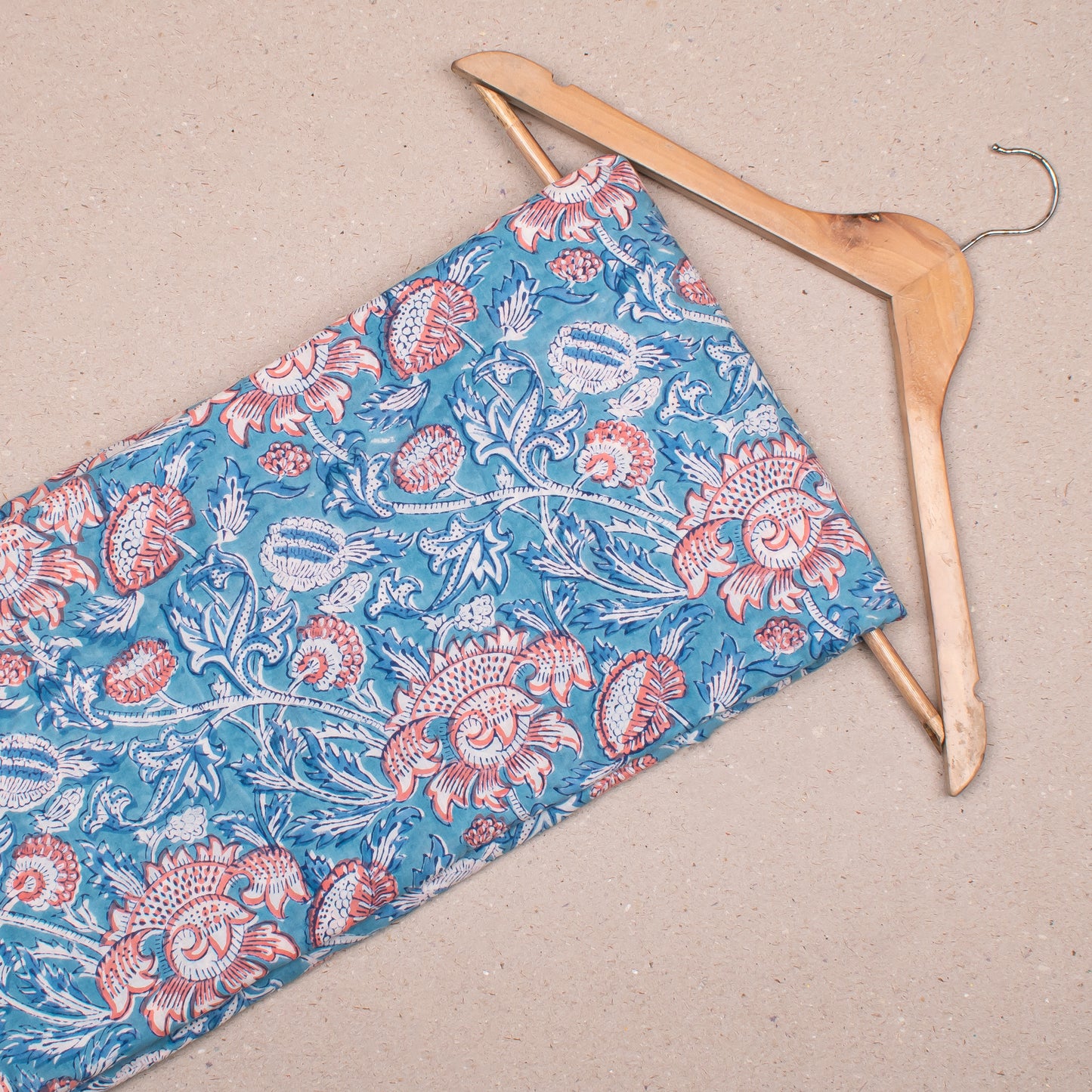 Ethically Made Block Print Cotton Fabric, Vibrant Floral Textile For DIY Crafts, Sewing Apparel, Pillow Covers, And Summer Fashion Projects