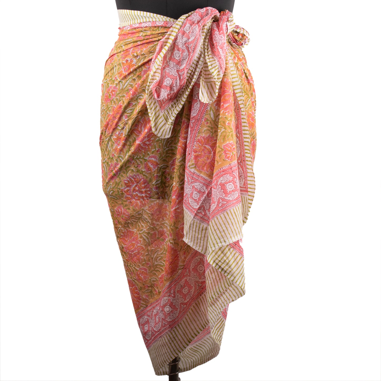 Printed Cotton Sarong With Matching Makeup Bag, Reusable Cosmetic Pouch, Boho Scarf Wrap Combo, Handmade Travel Kit, Gift For Women