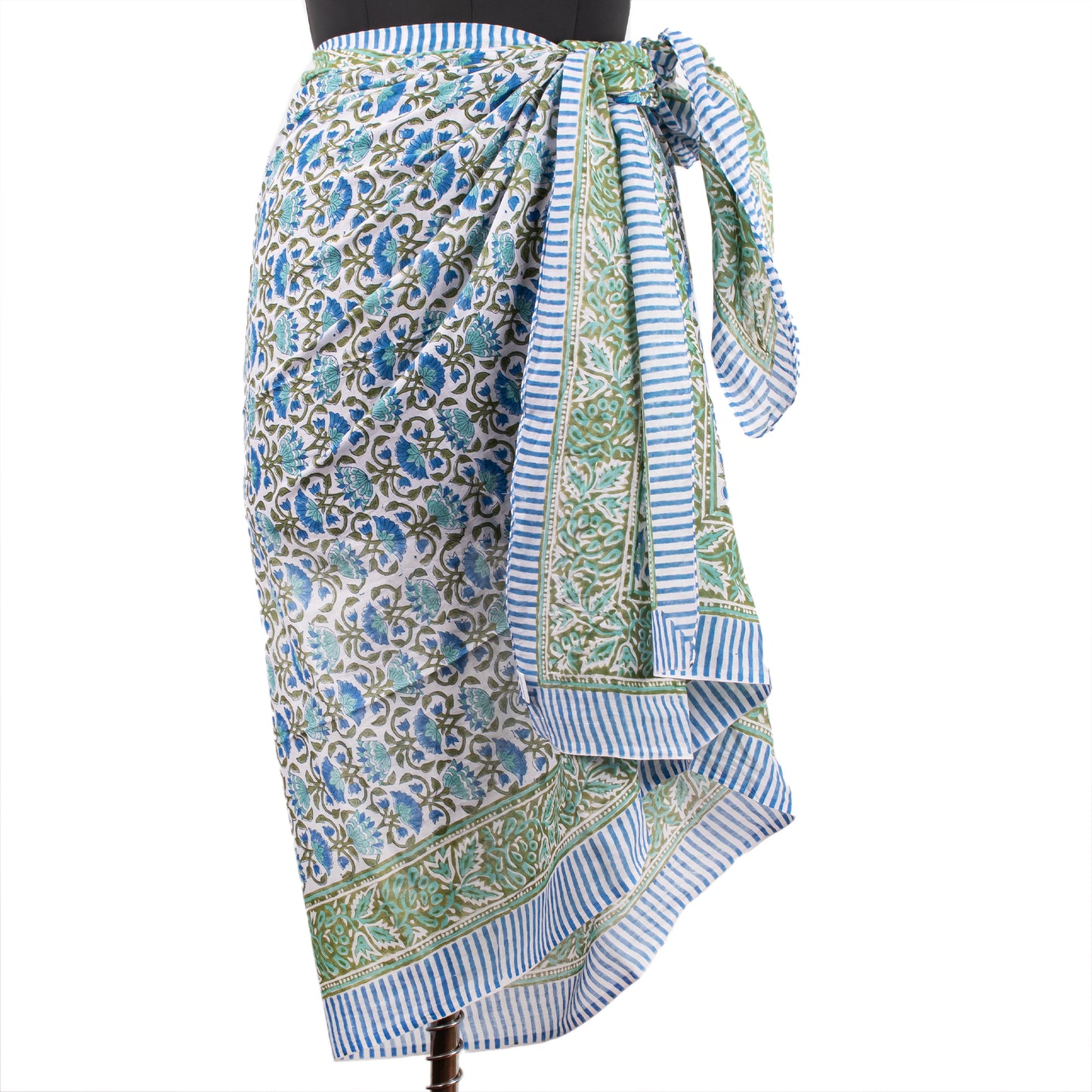 Makeup Organizer And Sarong Duo, Pareo Wrap And Beauty Bag Set, Block Print Beach Pareo, Boho Scarf Wrap & Mini Cosmetic Pouch Combo