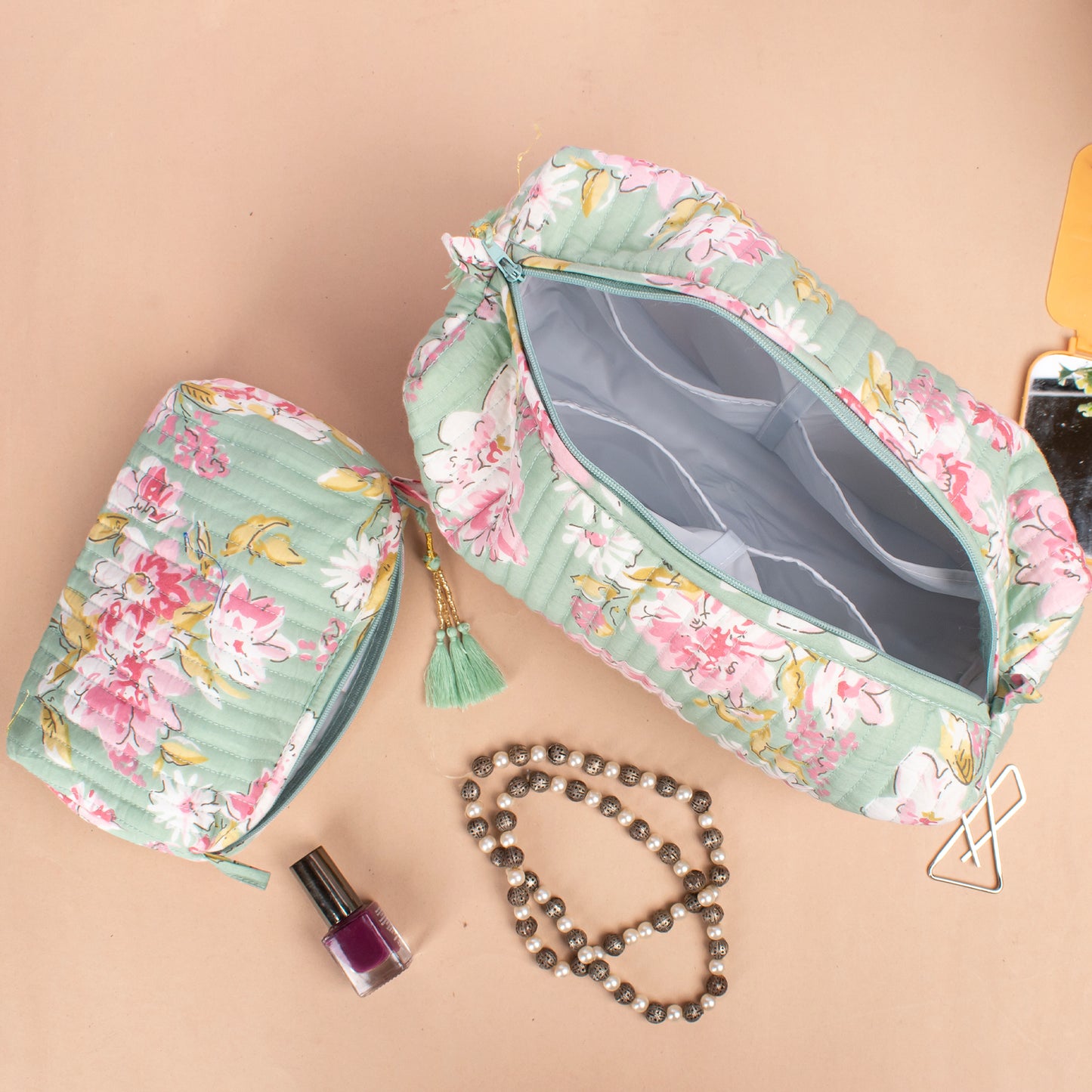 Printed Scarf And Mini Bag Combo, Bohemian Pareo And Pouch, Block Printed Gift Combo, Summer Sarong And Vanity Bag Combo