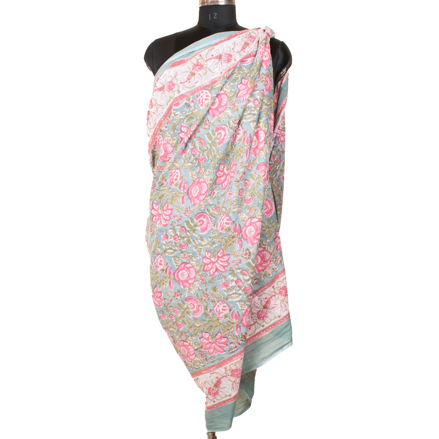 Beach Sarong Wrap Block Print, Lightweight Cotton Scarf, Summer Boho Travel Cover Up, Handcrafted Scarf Wrap, Travel Shawl For Summer
