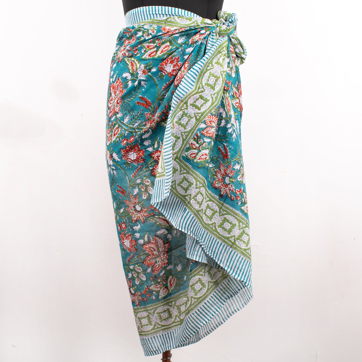 Printed Cotton Pareo With Matching Makeup Bag, Indian Handmade Combo Gift, Lightweight Summer Scarf With Tolitary Bag, Affordable Gift Combo