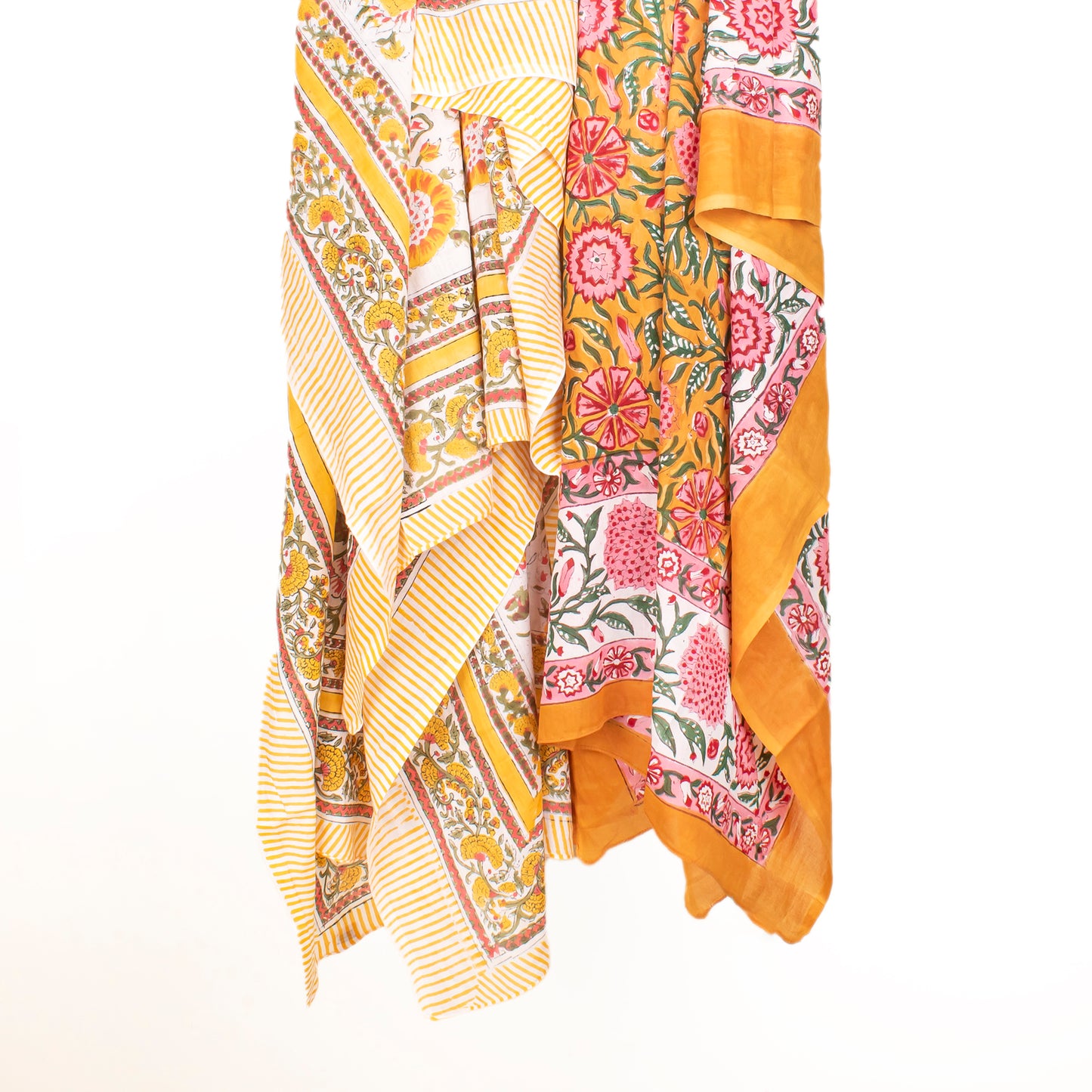 Combo of 2 - Stylish Beach Sarong Wraps, Cotton Printed Scarf For Beach Day, Cotton Pareo For A Stylish Beach Look, Artisan Handcrafted Scarves