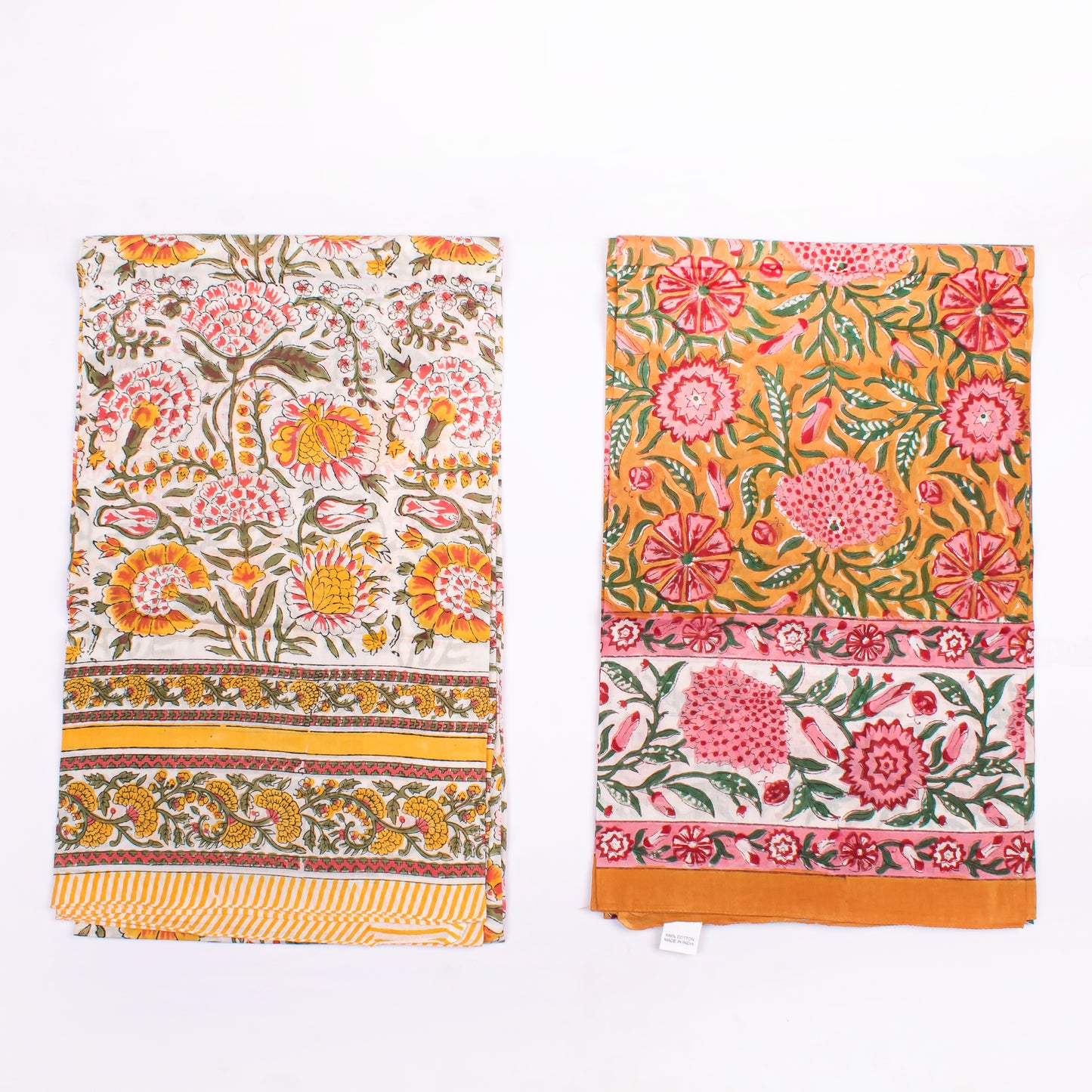 Combo of 2 - Stylish Beach Sarong Wraps, Cotton Printed Scarf For Beach Day, Cotton Pareo For A Stylish Beach Look, Artisan Handcrafted Scarves
