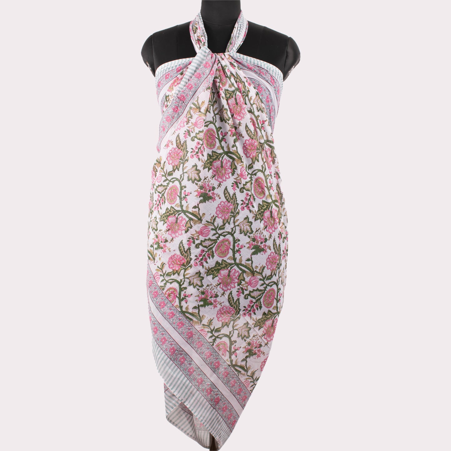 Wrap Skirt And Cosmetic Pouch Set, Makeup Organizer And Sarong Duo, Block Print Beach Pareo, Makeup Bag With Matching Scarf