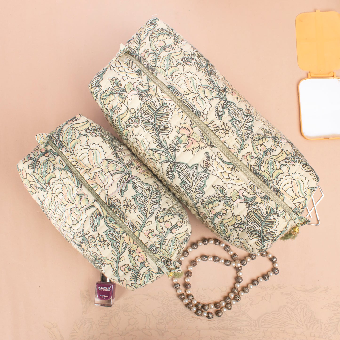 Toiletry Makeup Bags, Zippered Makeup Pouch, Bridesmaid Gift Makeup Bag, 100% Cotton Material - Set of 3