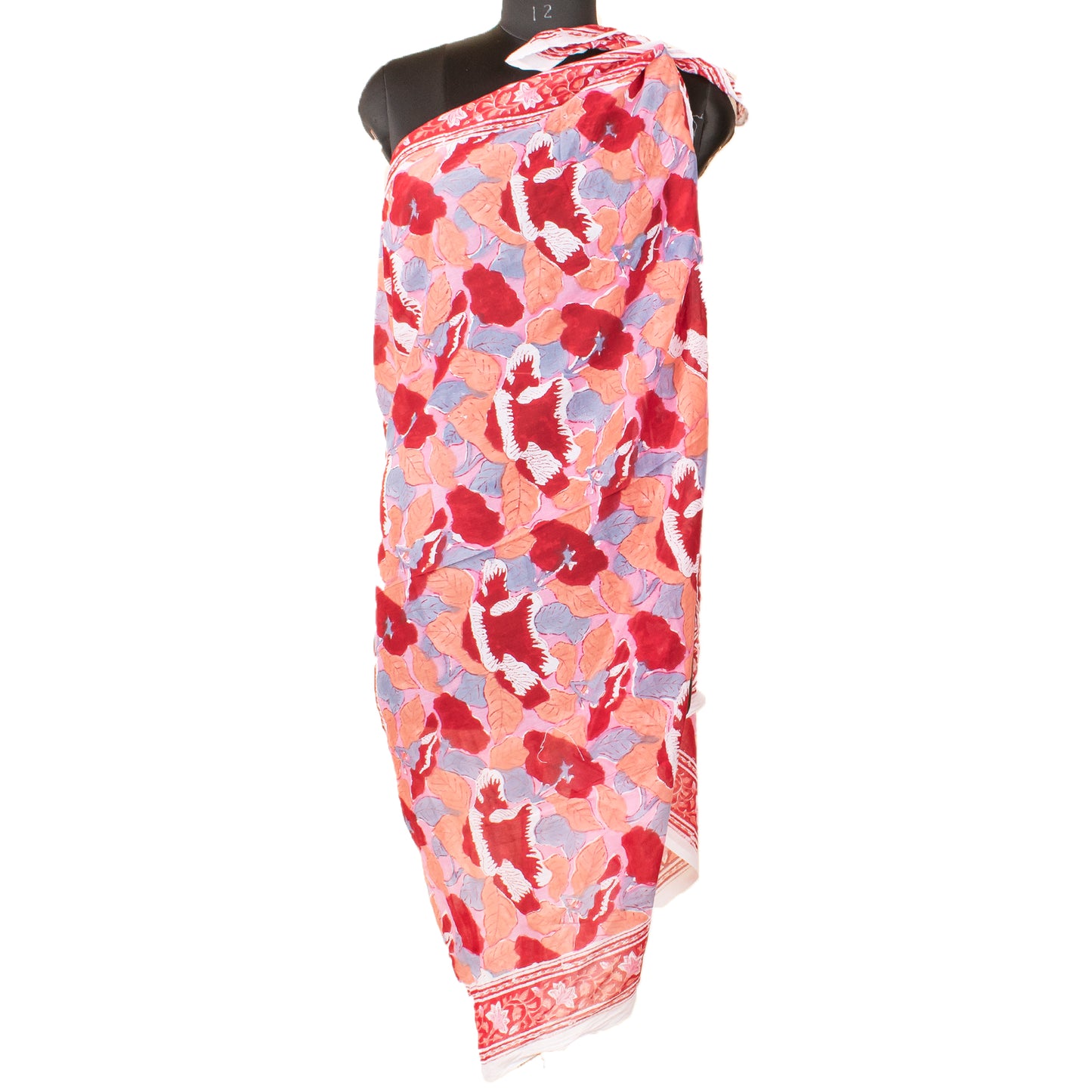 Cotton Block Print Pareo Sarong For Women, Lightweight Beach Scarf Cover Up, Boho Wrap For Pool And Holiday Style, Sarong Cover Up