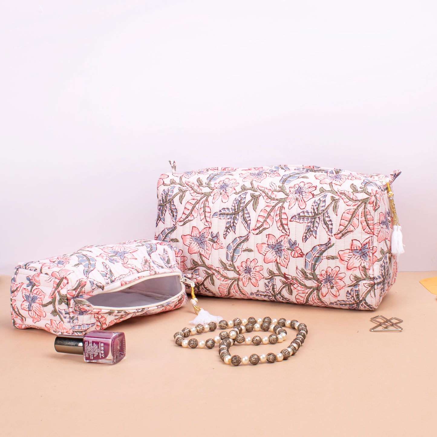 Toiletry Bag For Women, Travel Toiletry Bag, Large Cotton Wash Bag, Cosmetic Case, Zippered Makeup Pouch - Set of 3