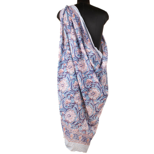 Indian Summer Sarong Wrap, Cotton Block Print Pareo, Boho Beach Cover Up Scarf For Women, Pool Vacation Fashion Accessory