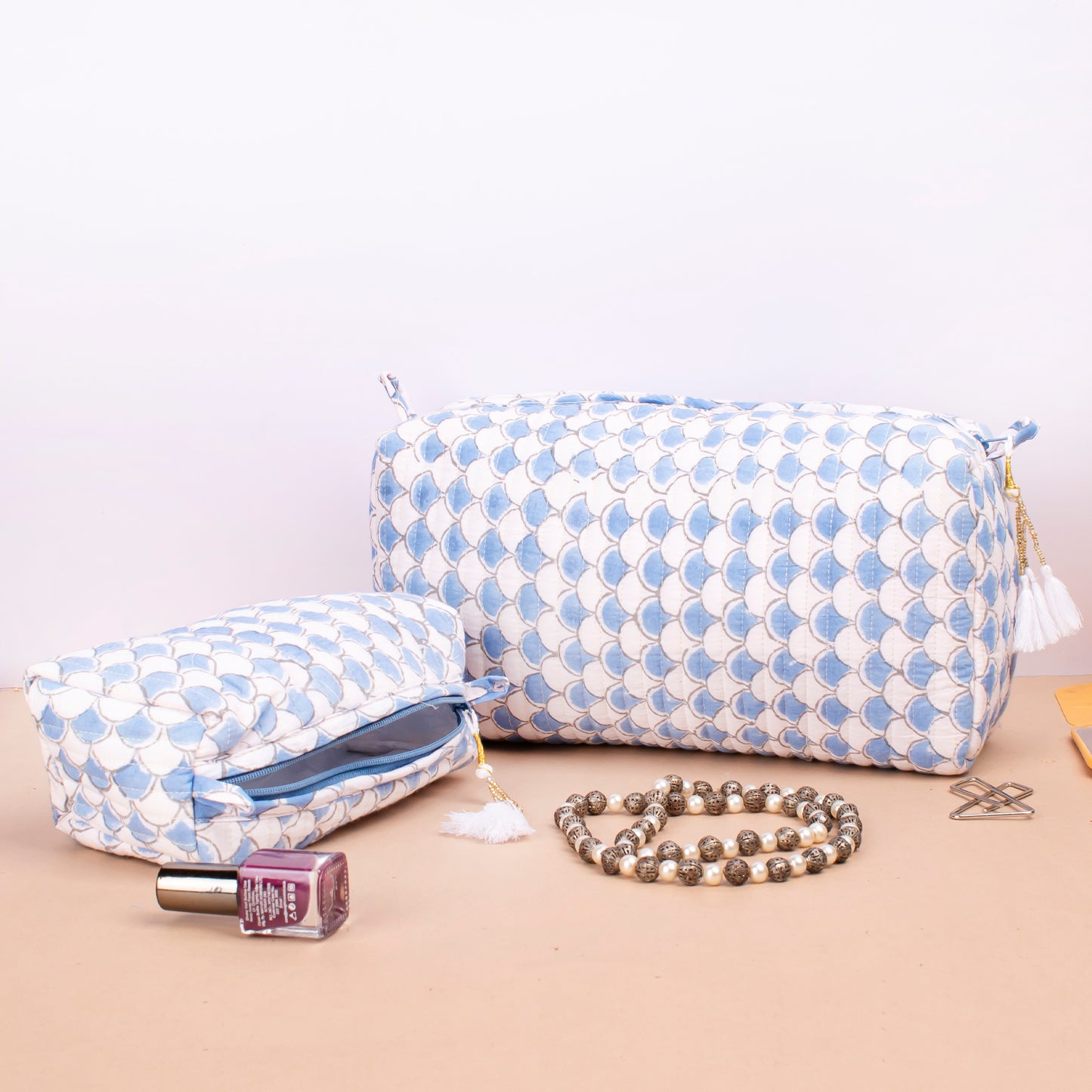 Toiletry Bag For Women, Cosmetic Bag For Makeup, Quilted Makeup Bag, Travel Makeup Pouch, Vanity Case - Set of 3