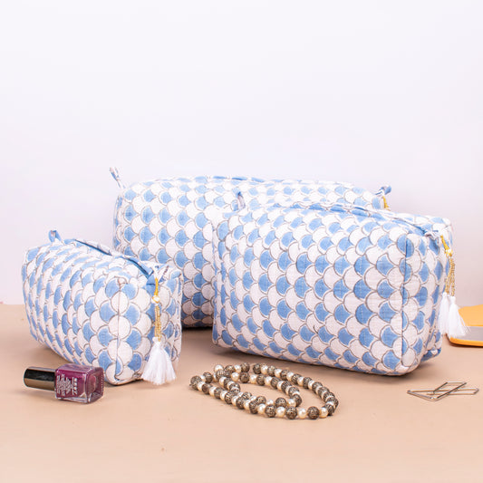 Toiletry Bag For Women, Cosmetic Bag For Makeup, Quilted Makeup Bag, Travel Makeup Pouch, Vanity Case - Set of 3