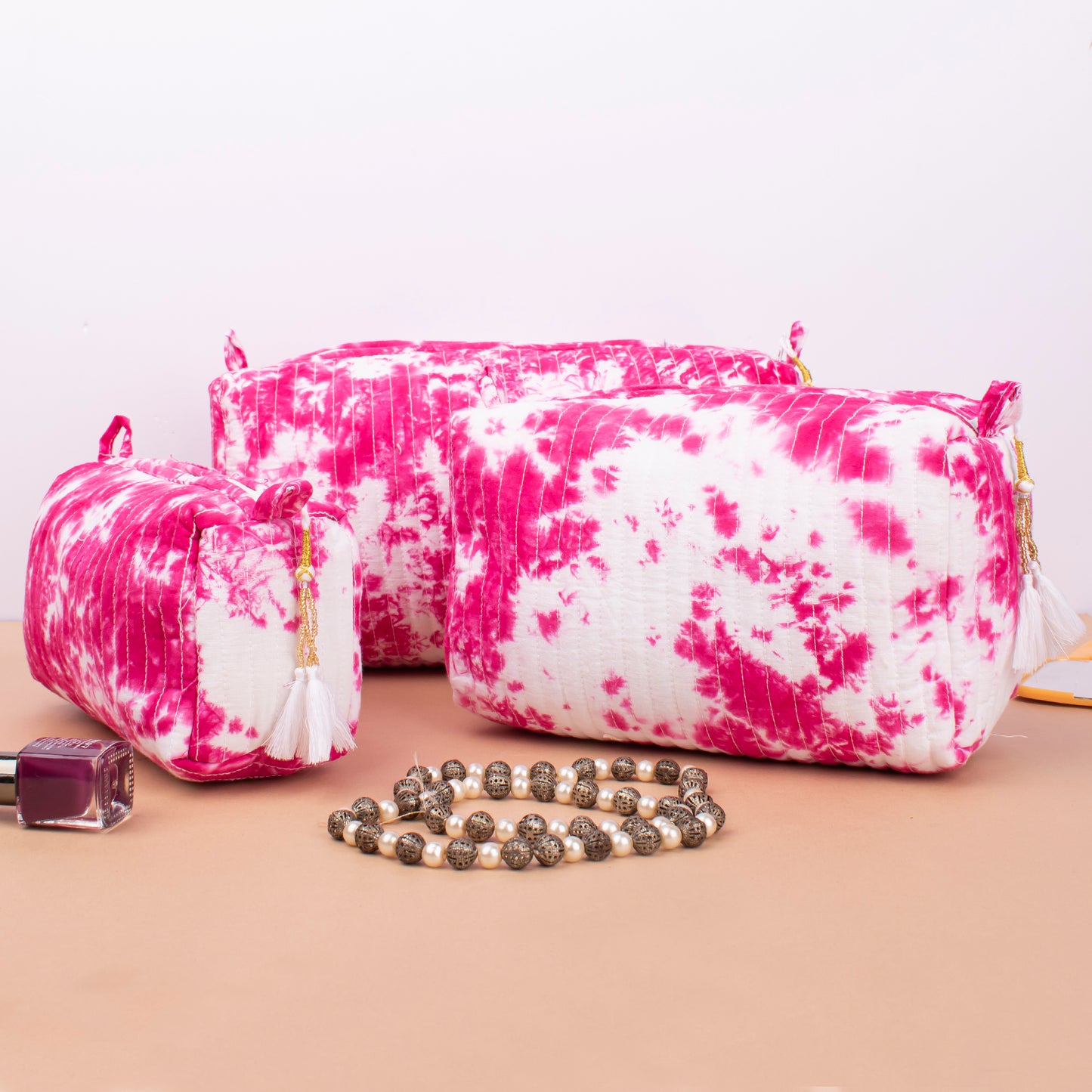 Travel Toiletry Bag For Women, Handmade Makeup Pouch, Sustainable Quilted Wash Bag, Vanity Organizer With Zipper