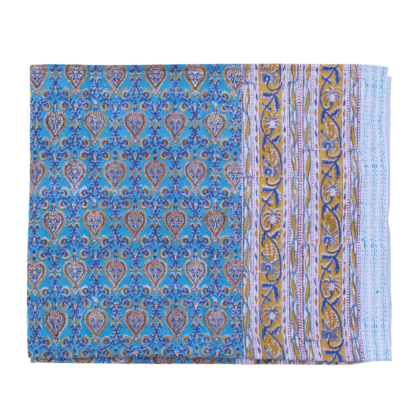 Indian Block Print Cotton Tablecloth, Handmade Dining Decor, Artisan Table Cover - 90x108