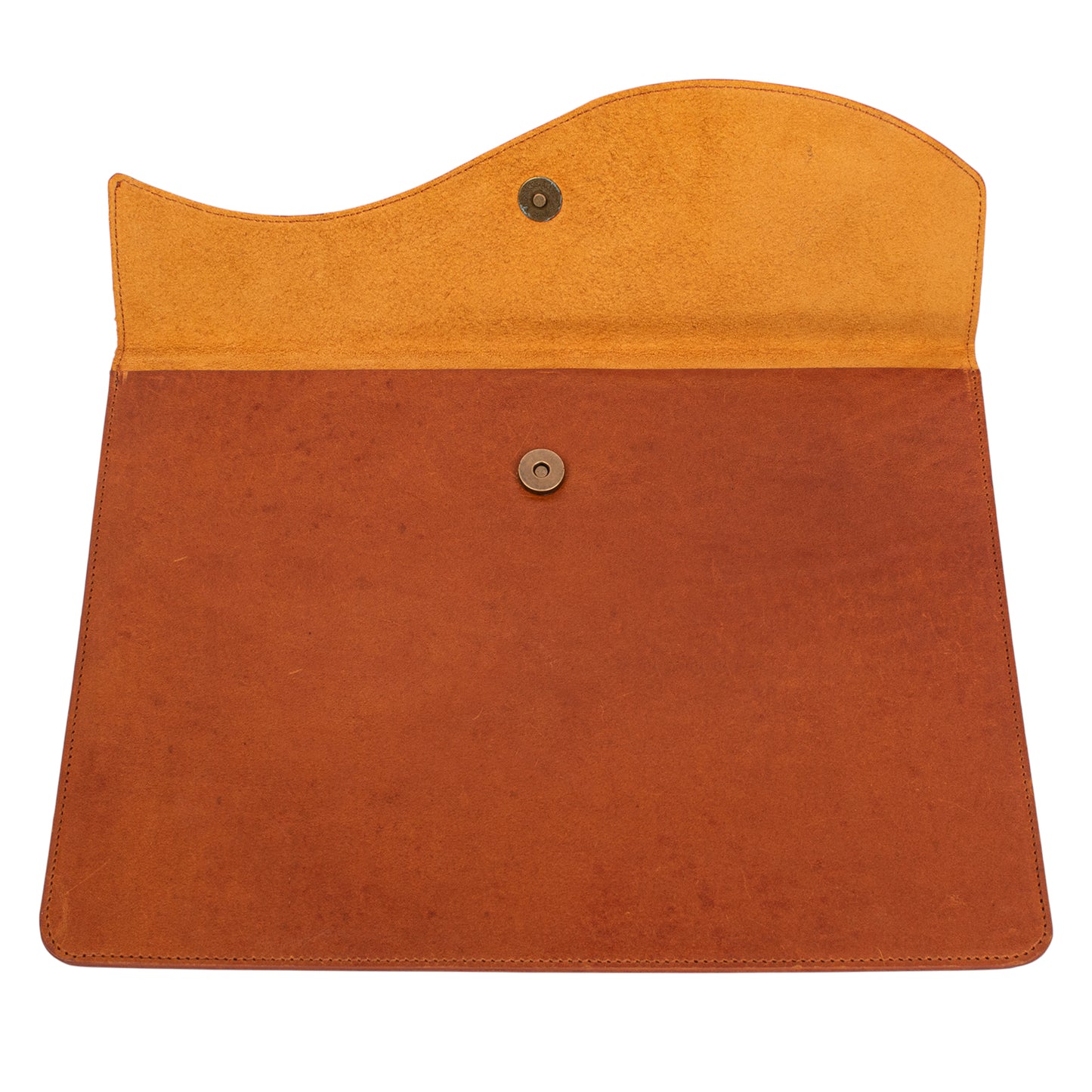 Minimal Leather Laptop Case with Snap Button – Elegant Work & Travel Sleeve - Curve Shape