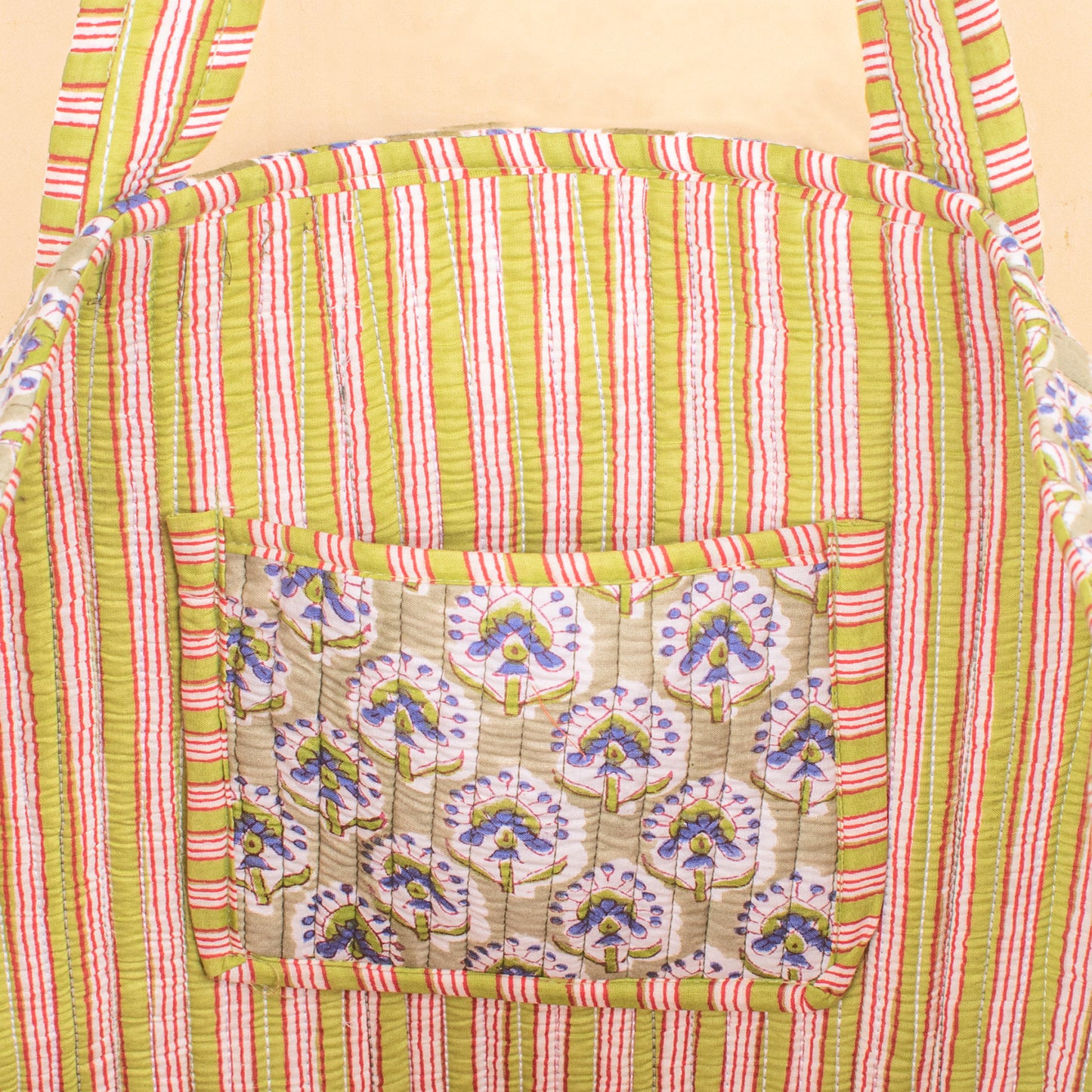 Quilted Tote Bag with Pockets, Lightweight Cotton Handbag, School & Work Bag