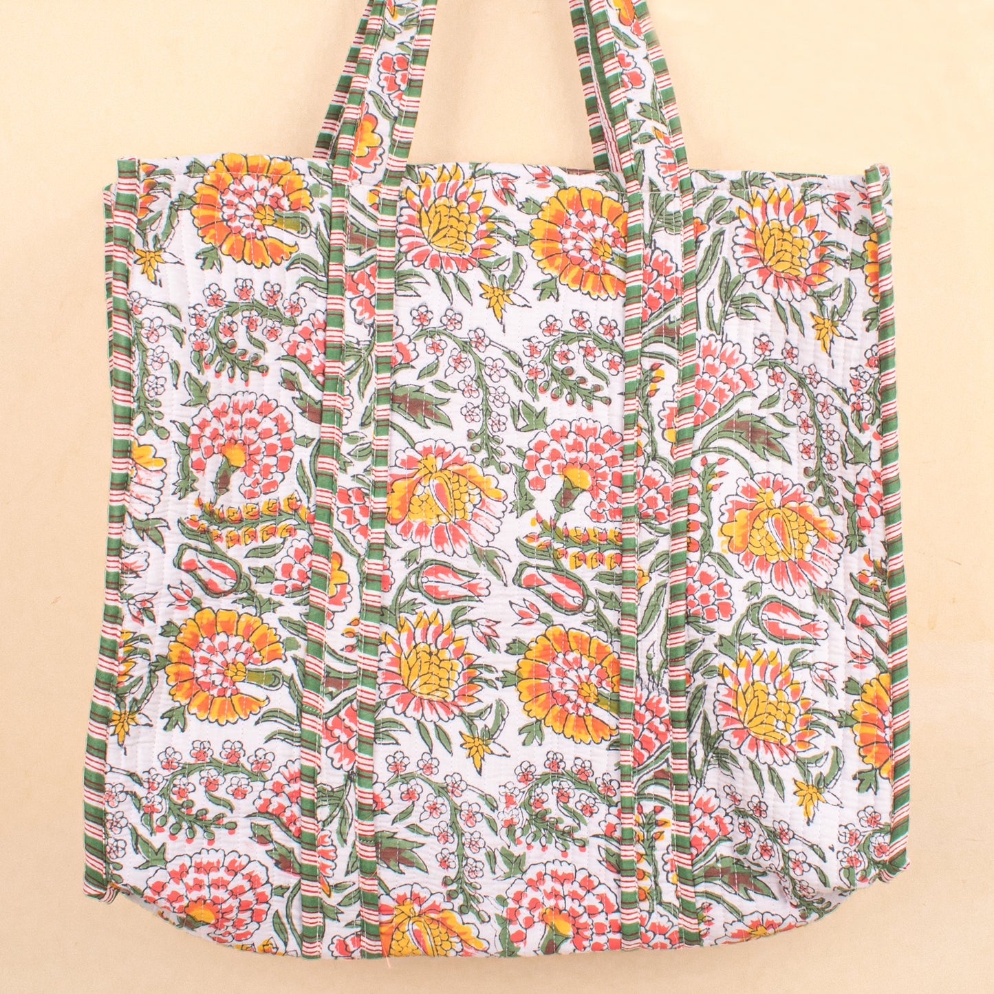 Reversible Quilted Tote Bag, Handmade Cotton Shopper, Sustainable Gift Idea