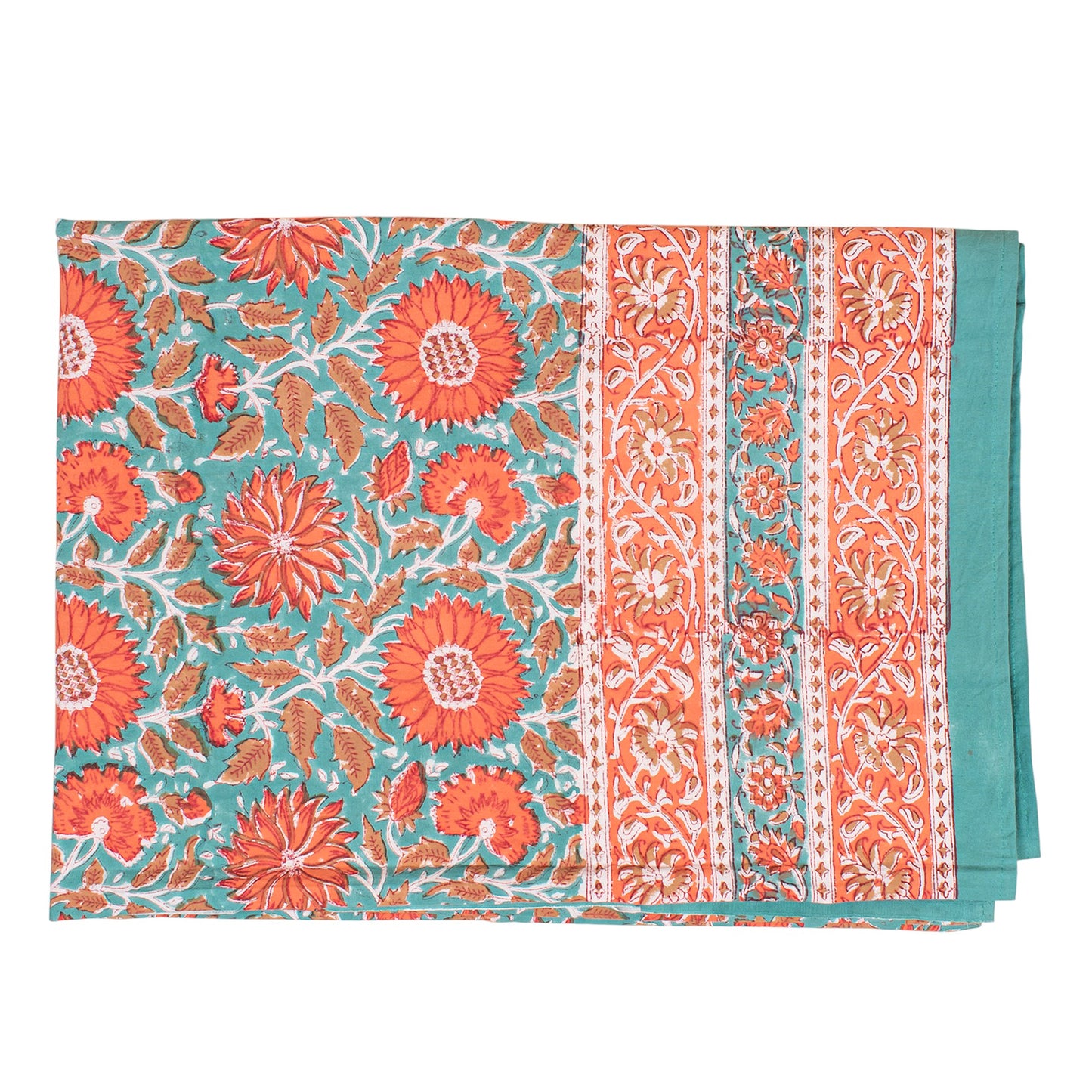 Block Print Tablecloth Round, Cotton Boho Dining Table Cover, Handmade Linen