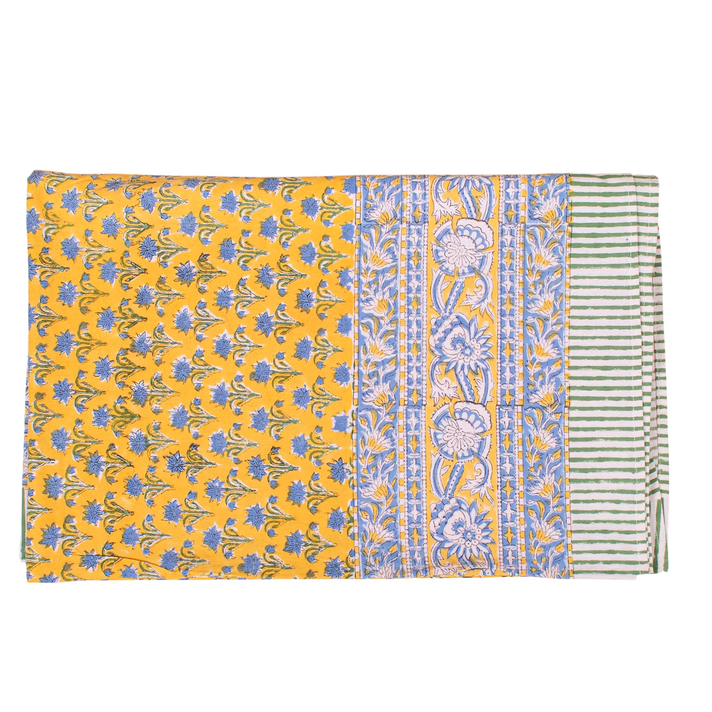 Cotton Tablecloth with Hand Block Print, Botanical Table Cover, Sustainable Dining Decor