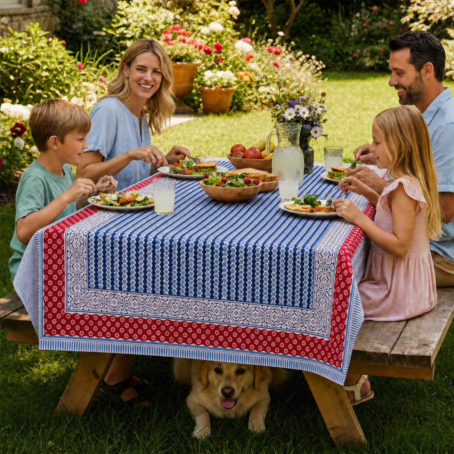 Handmade Cotton Block Print Table Cover for Dining Table - 60x90