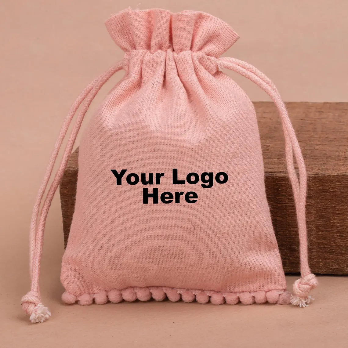 100 Personalized Light Pink Designer Pouch A Delicate and Thoughtful Gift with bottom pom poms