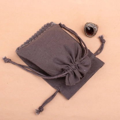 100 Personalized Brown Designer Pouch, Modern Elegance with bottom pom poms